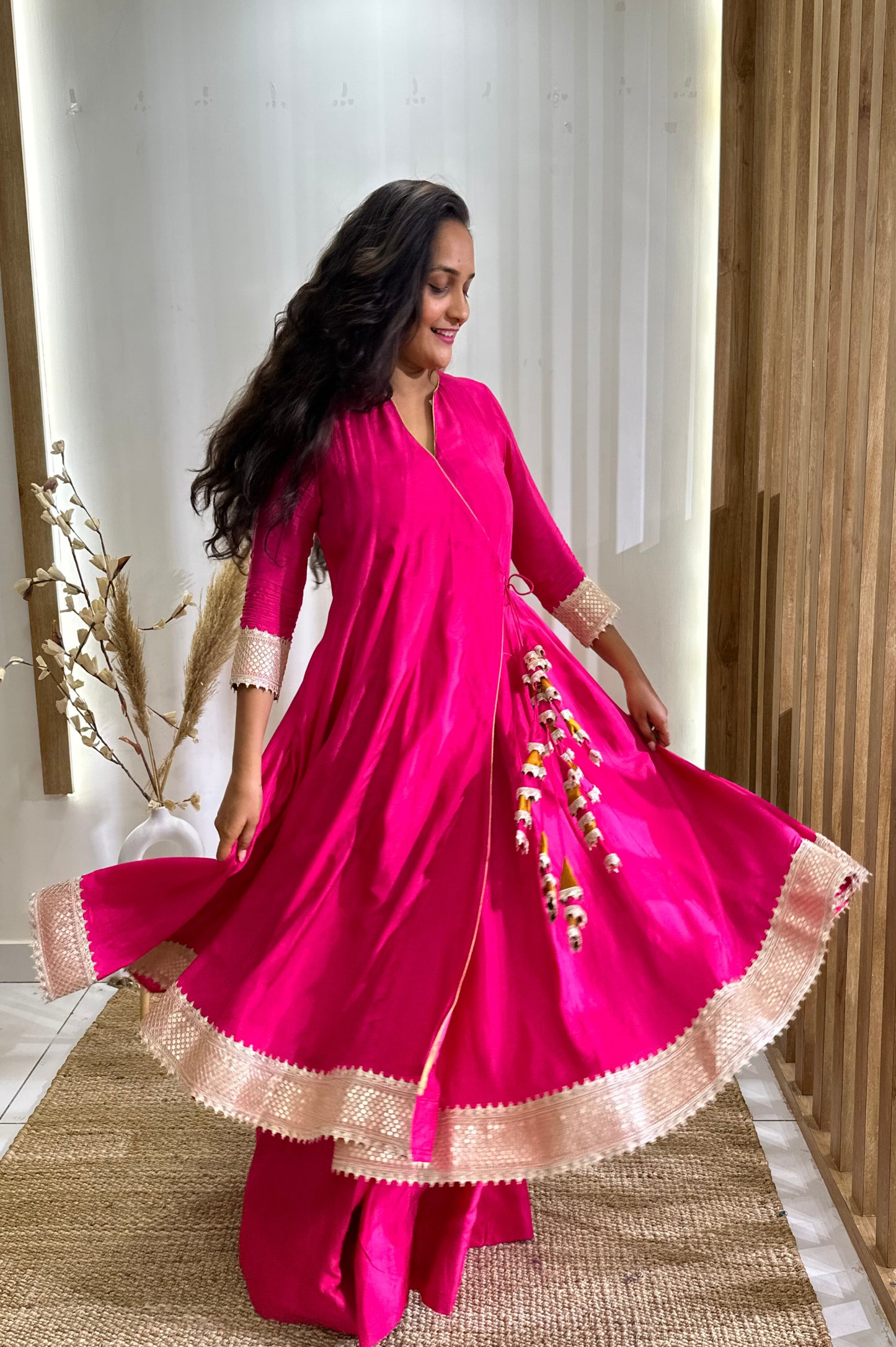 Hot Pink Angrakha Anarkali