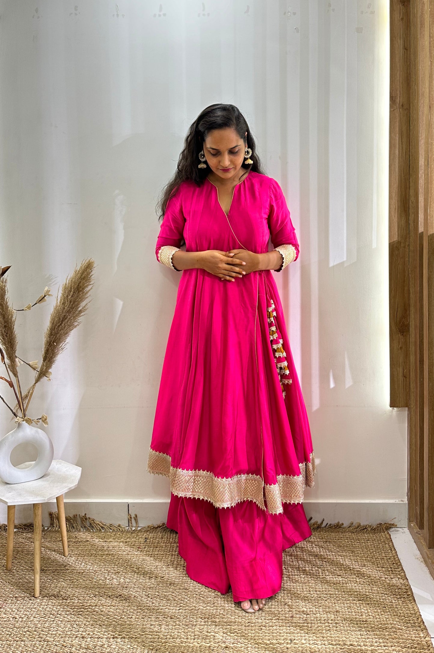 Hot Pink Angrakha Anarkali