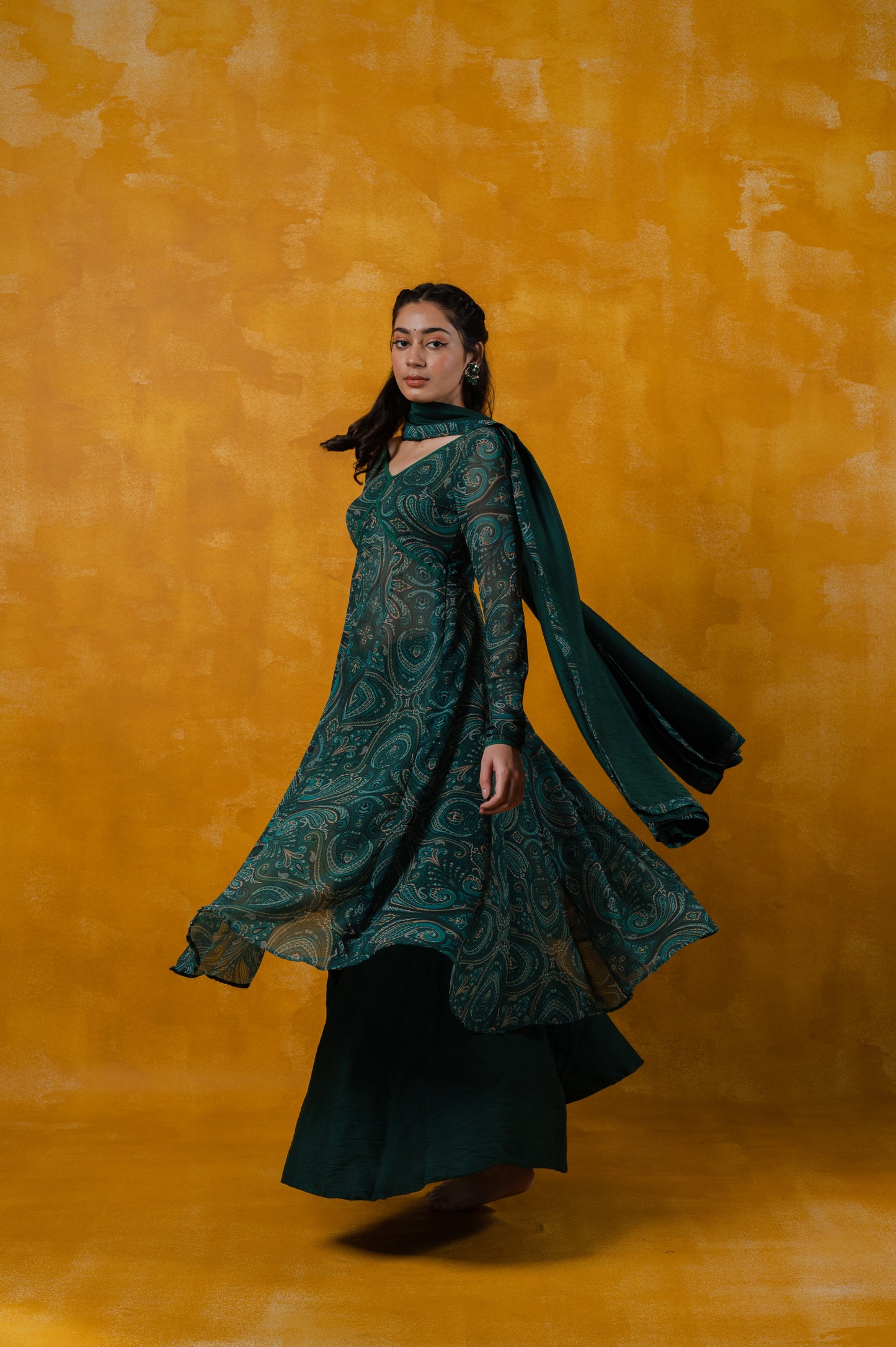Paisley Green Anarkali