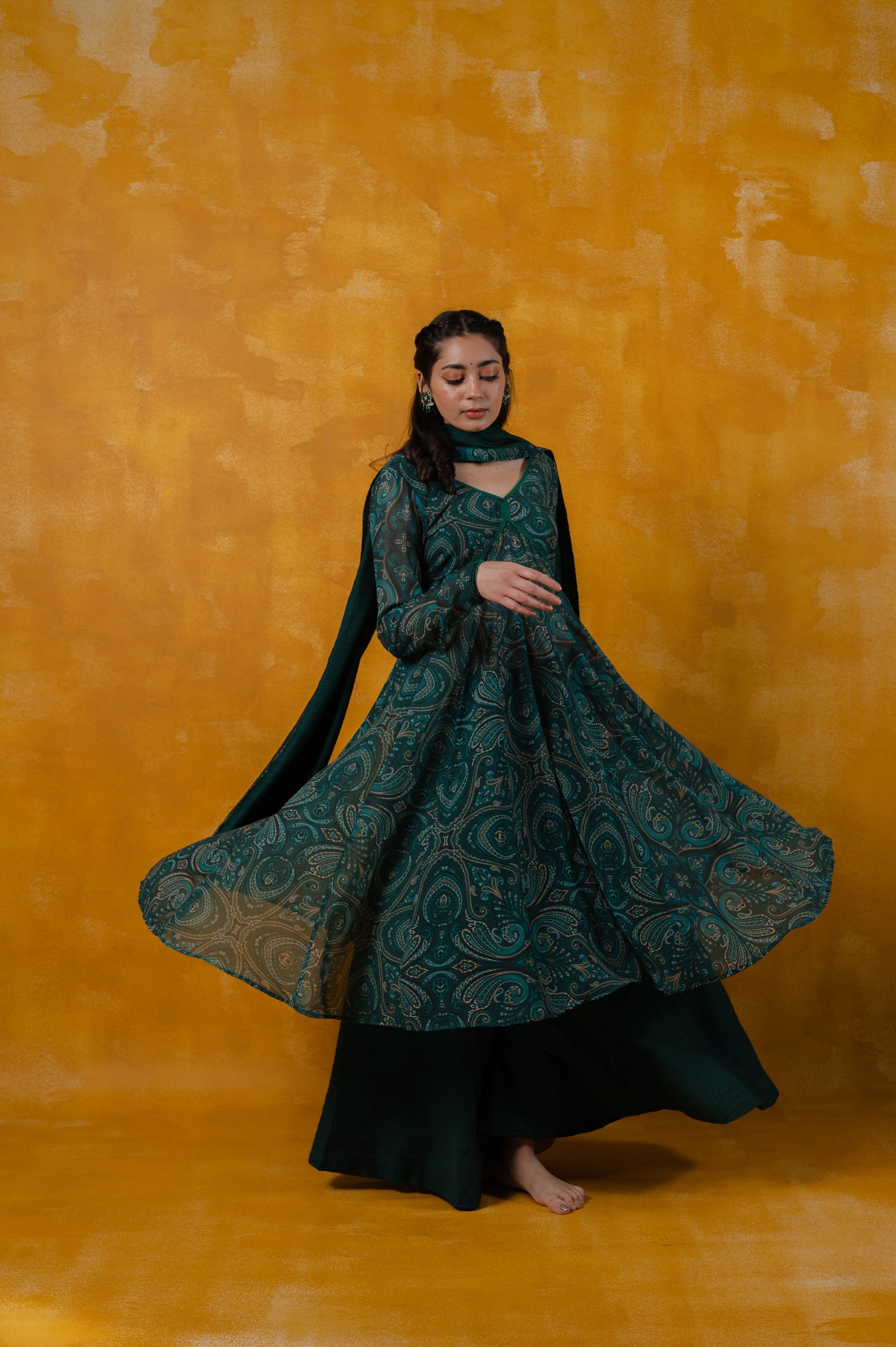 Paisley Green Anarkali