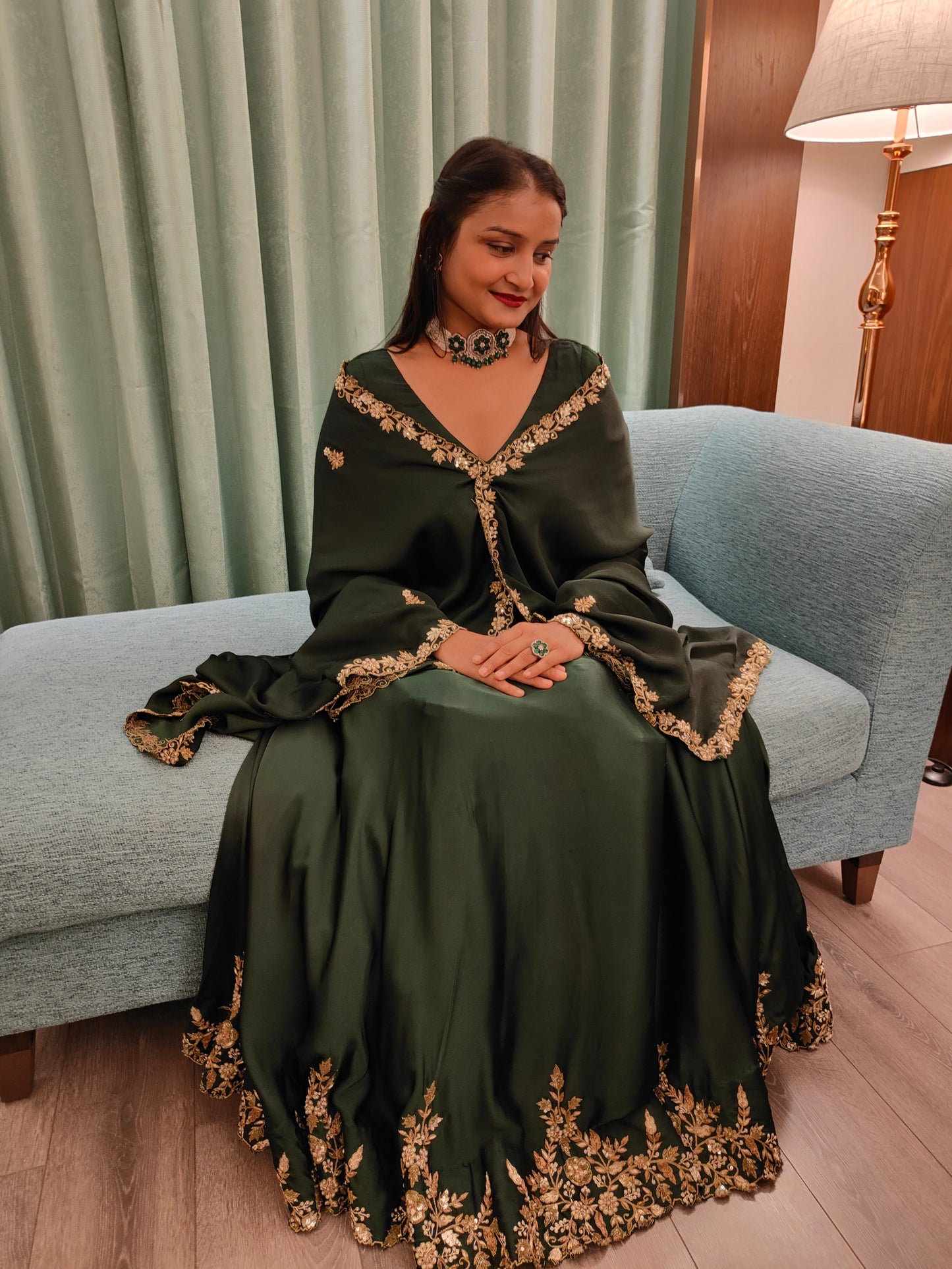 Dhruvi's Green Lehenga