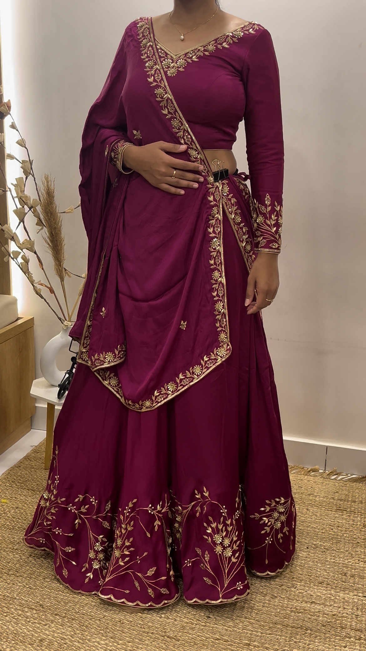 Preksha's Wine Lehenga