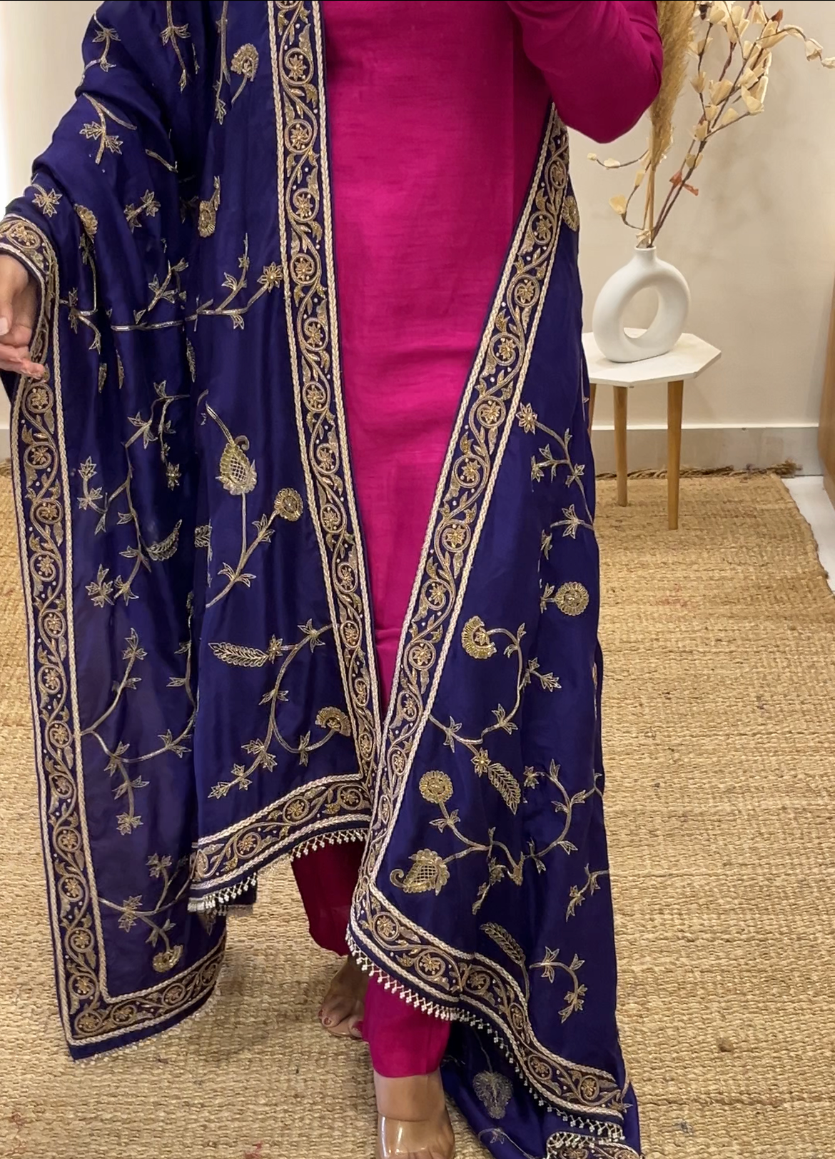 Nayna's Pure Silk Khatwork duppata