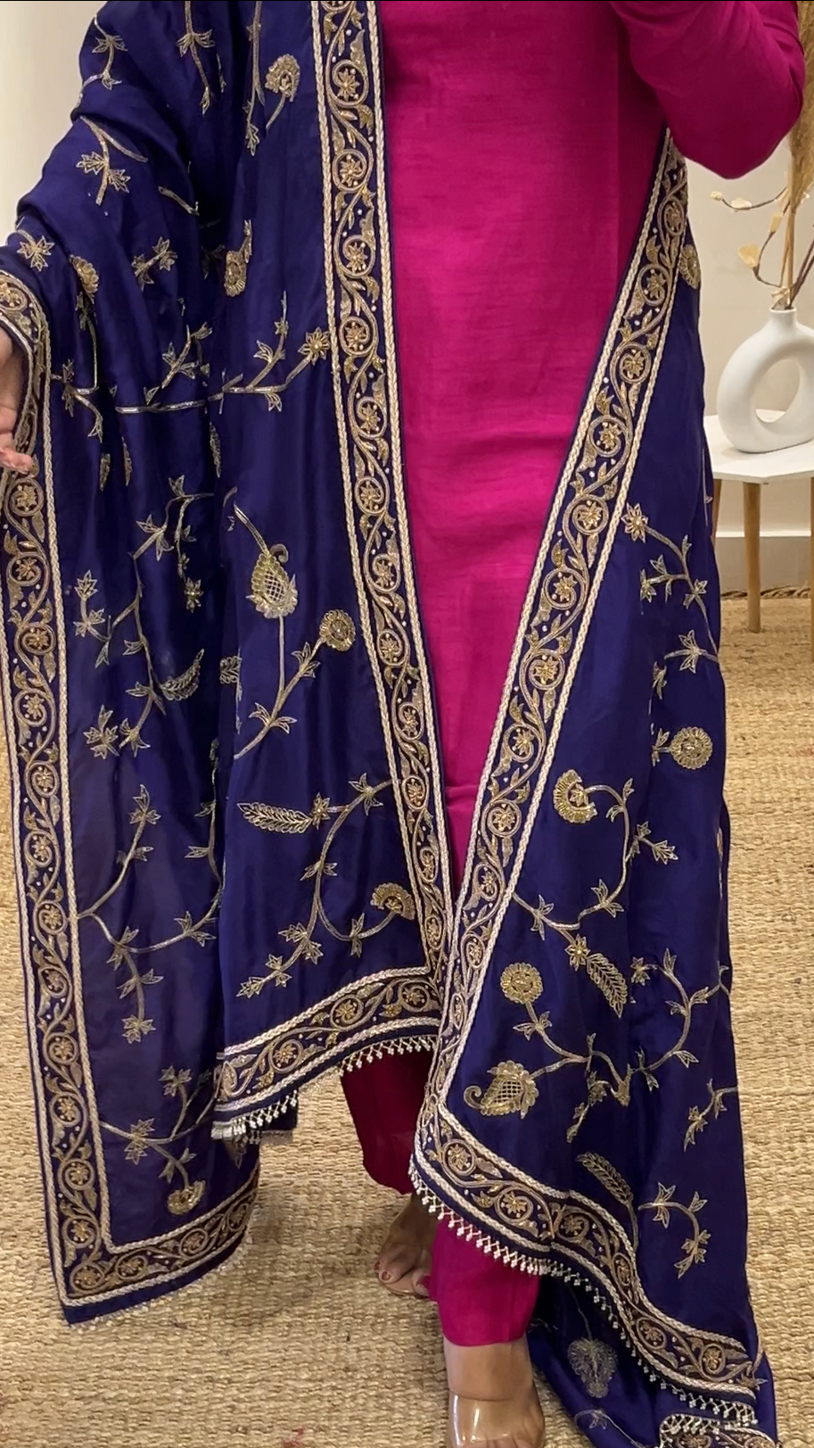 Nayna's Pure Silk Khatwork duppata