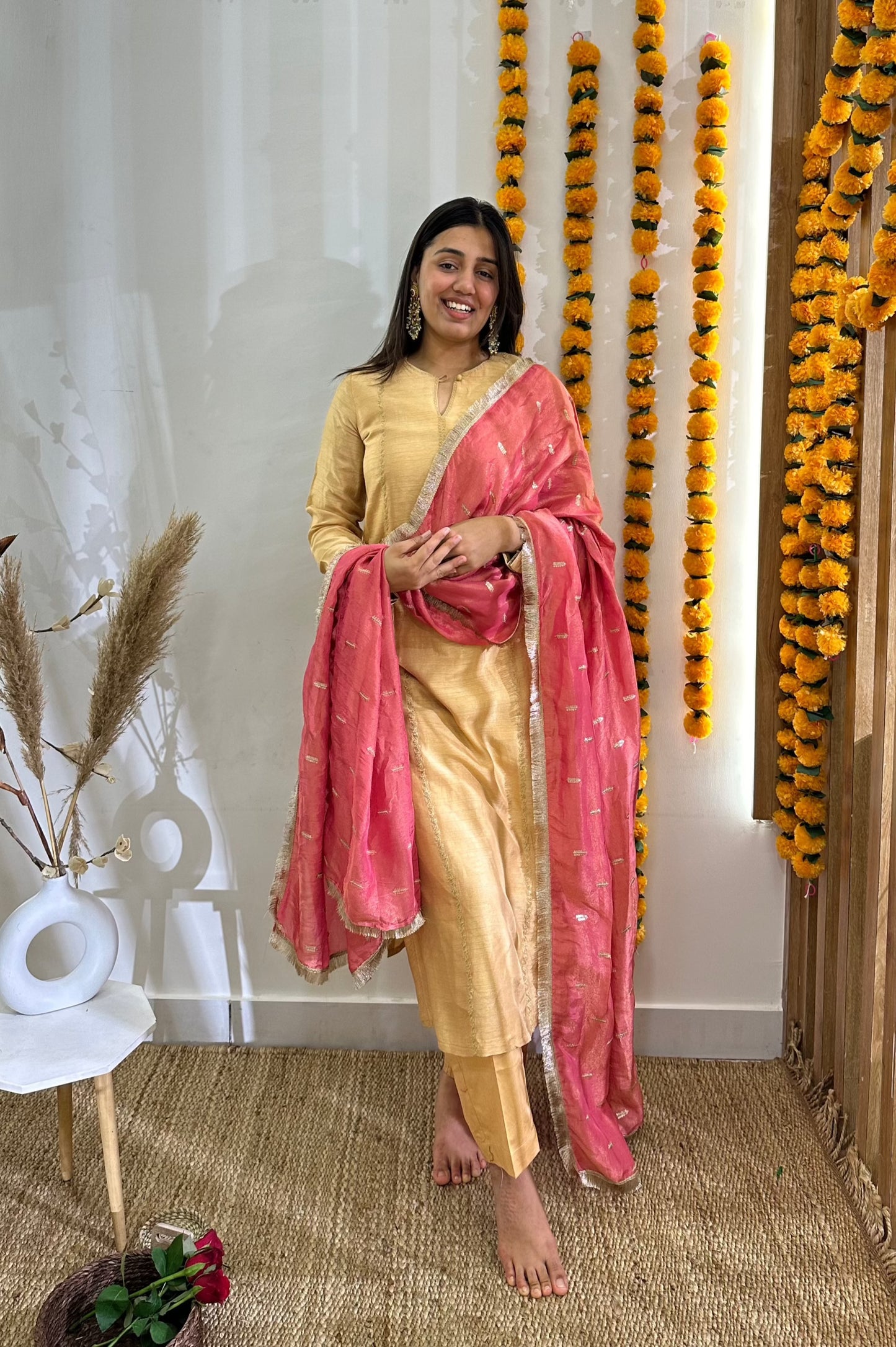 Beige & Blush Pink Suit Set