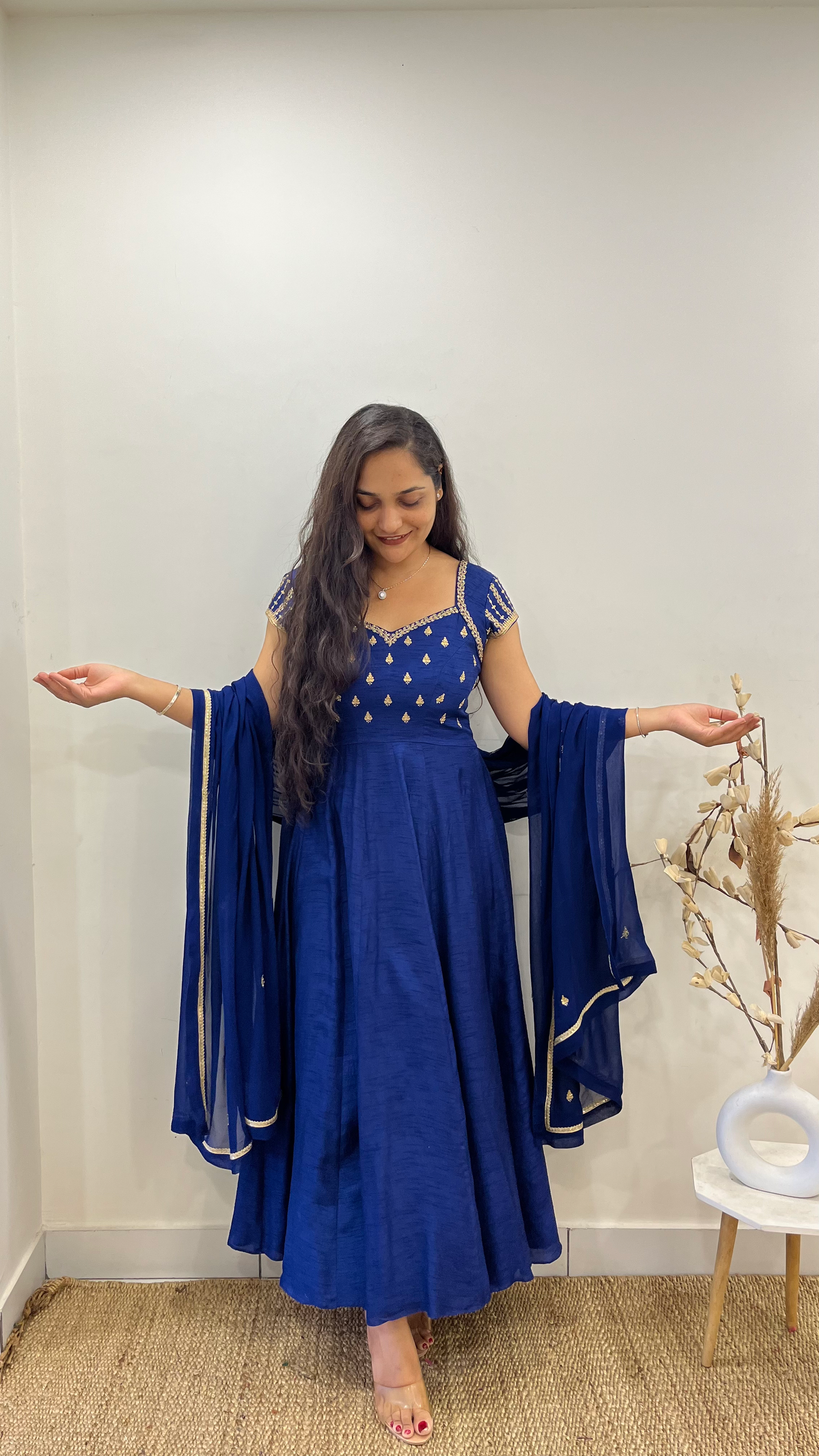 Royal Blue Cap Sleeves Anarakali