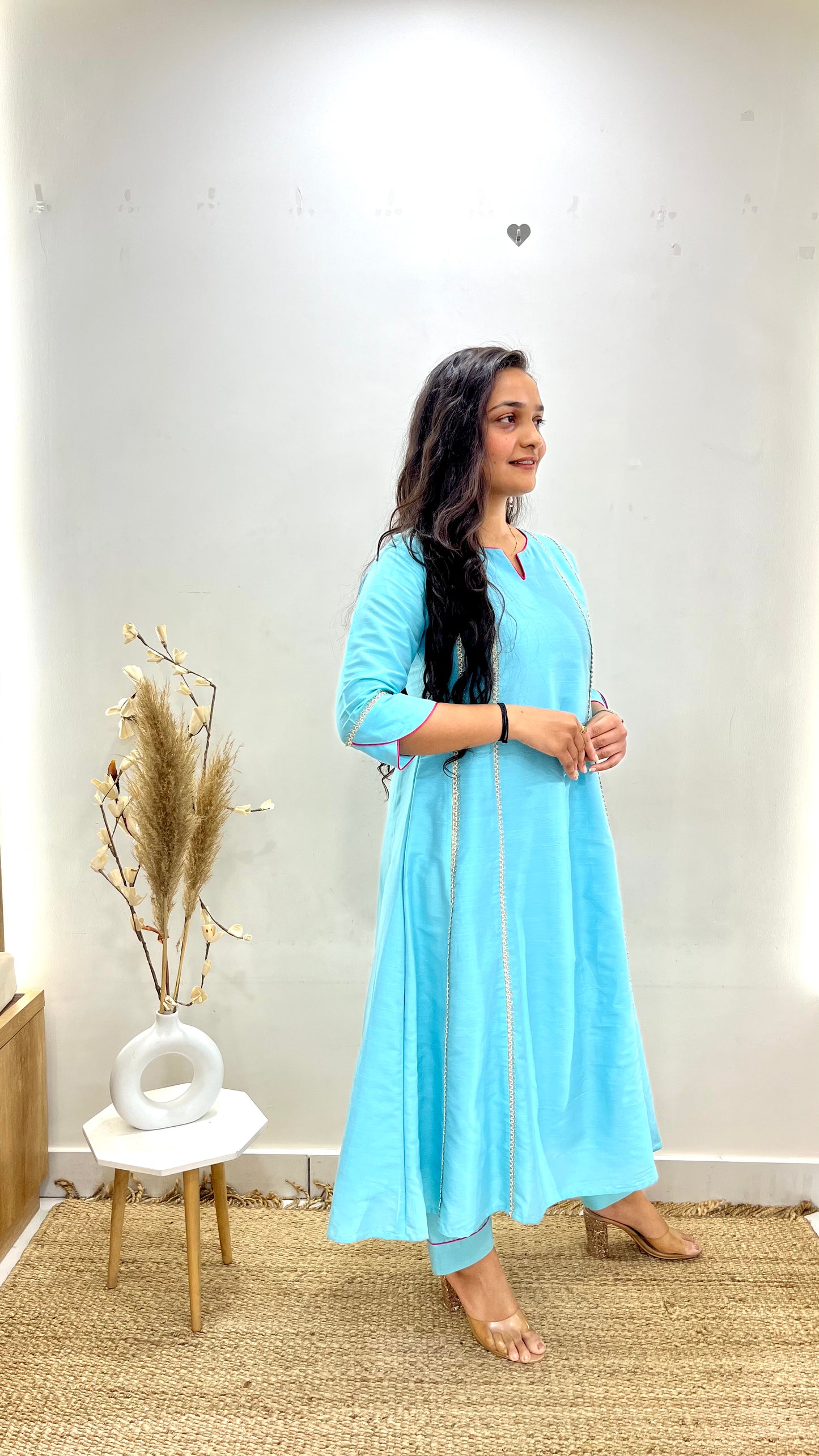 SkyBlue & Pink Anarkali