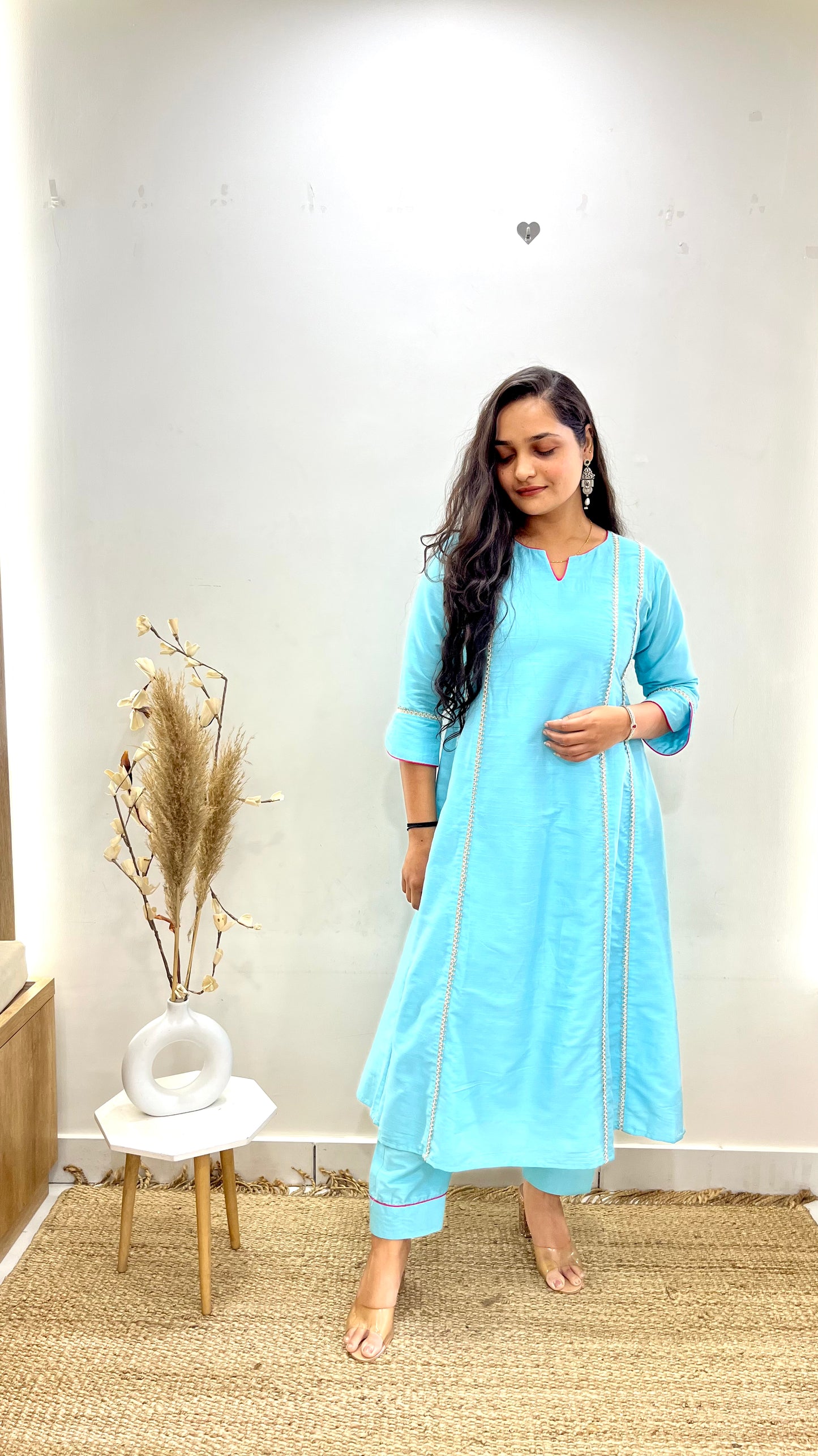 SkyBlue & Pink Anarkali