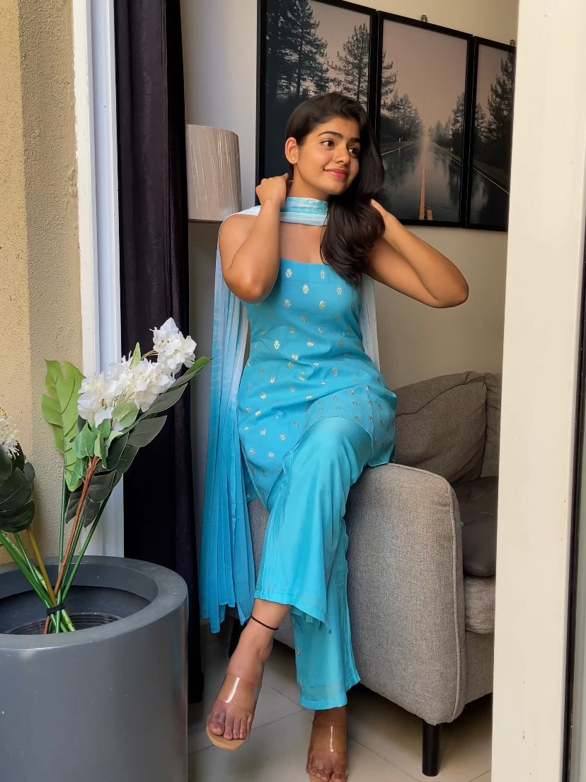 Aqua Blue Tie Dye Suit Set