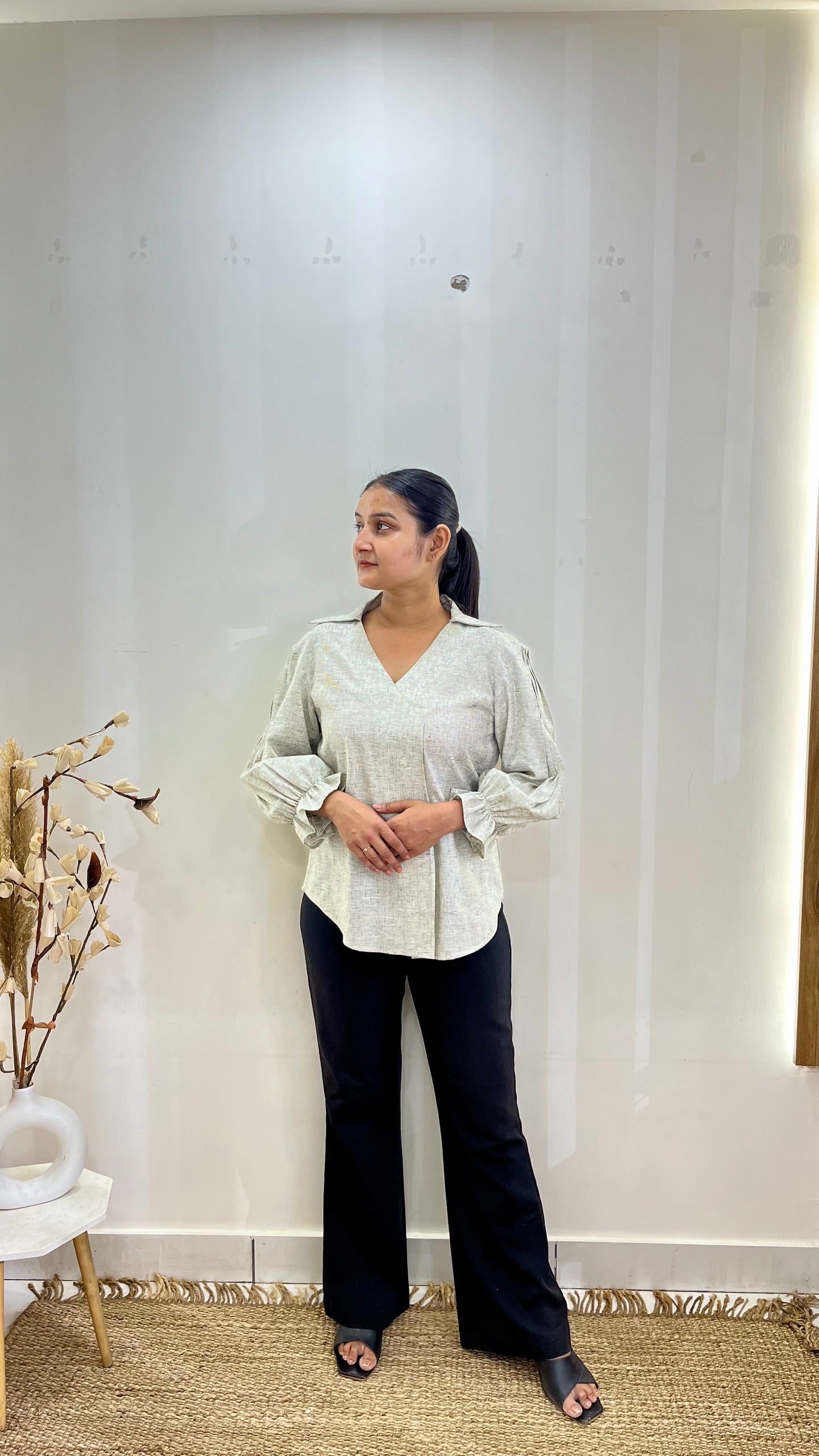 Grey Boss lady Office Shirt