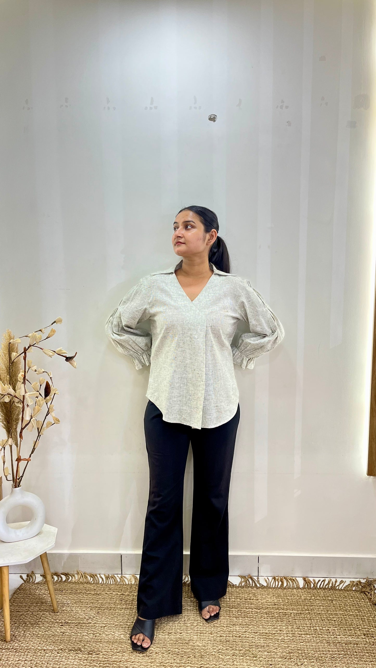 Grey Boss lady Office Shirt