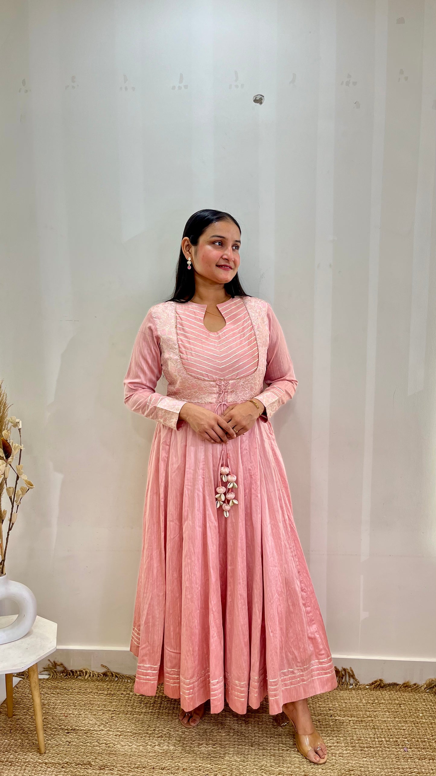 Pink Banarasi Anarkali