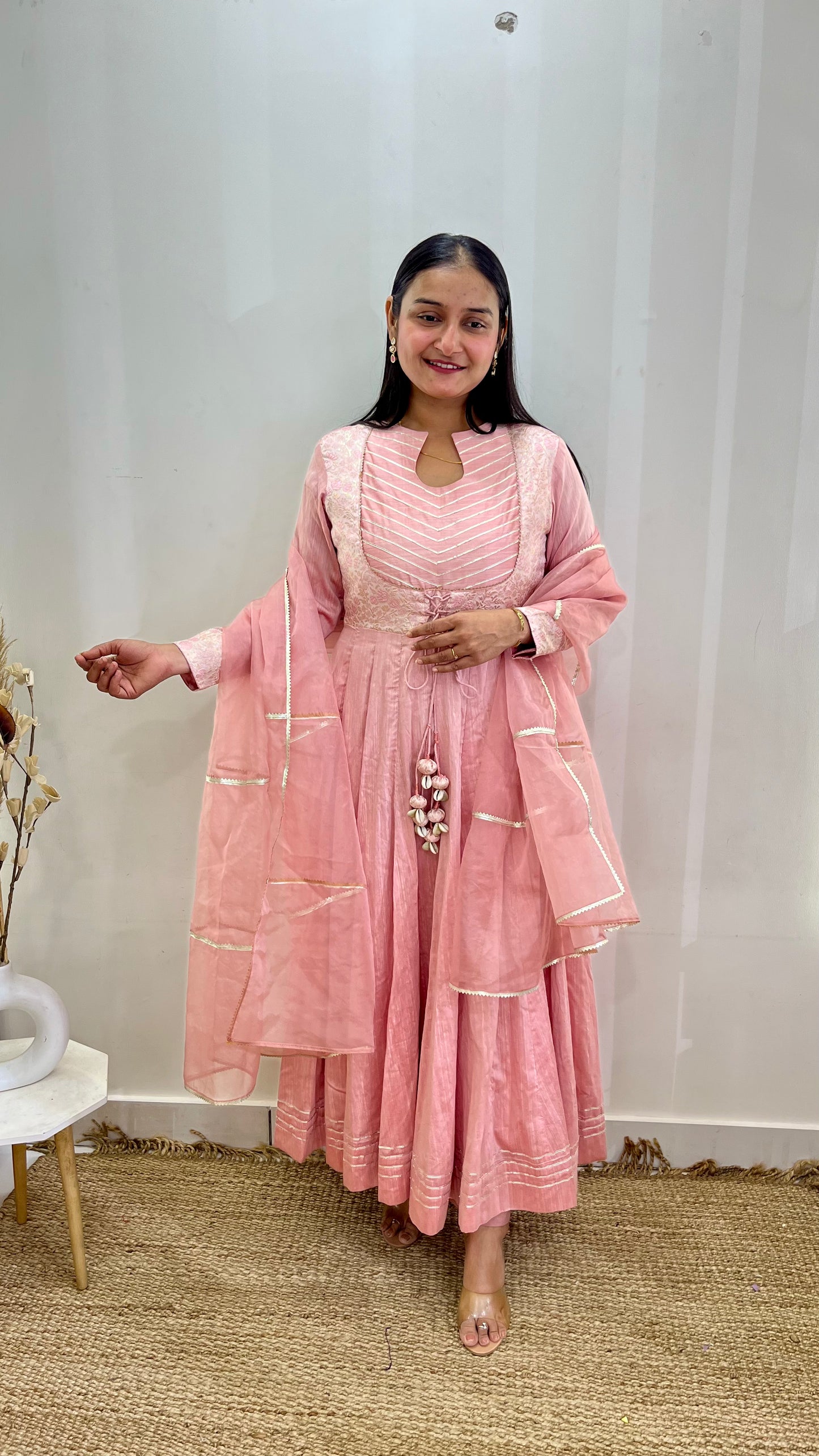 Pink Banarasi Anarkali