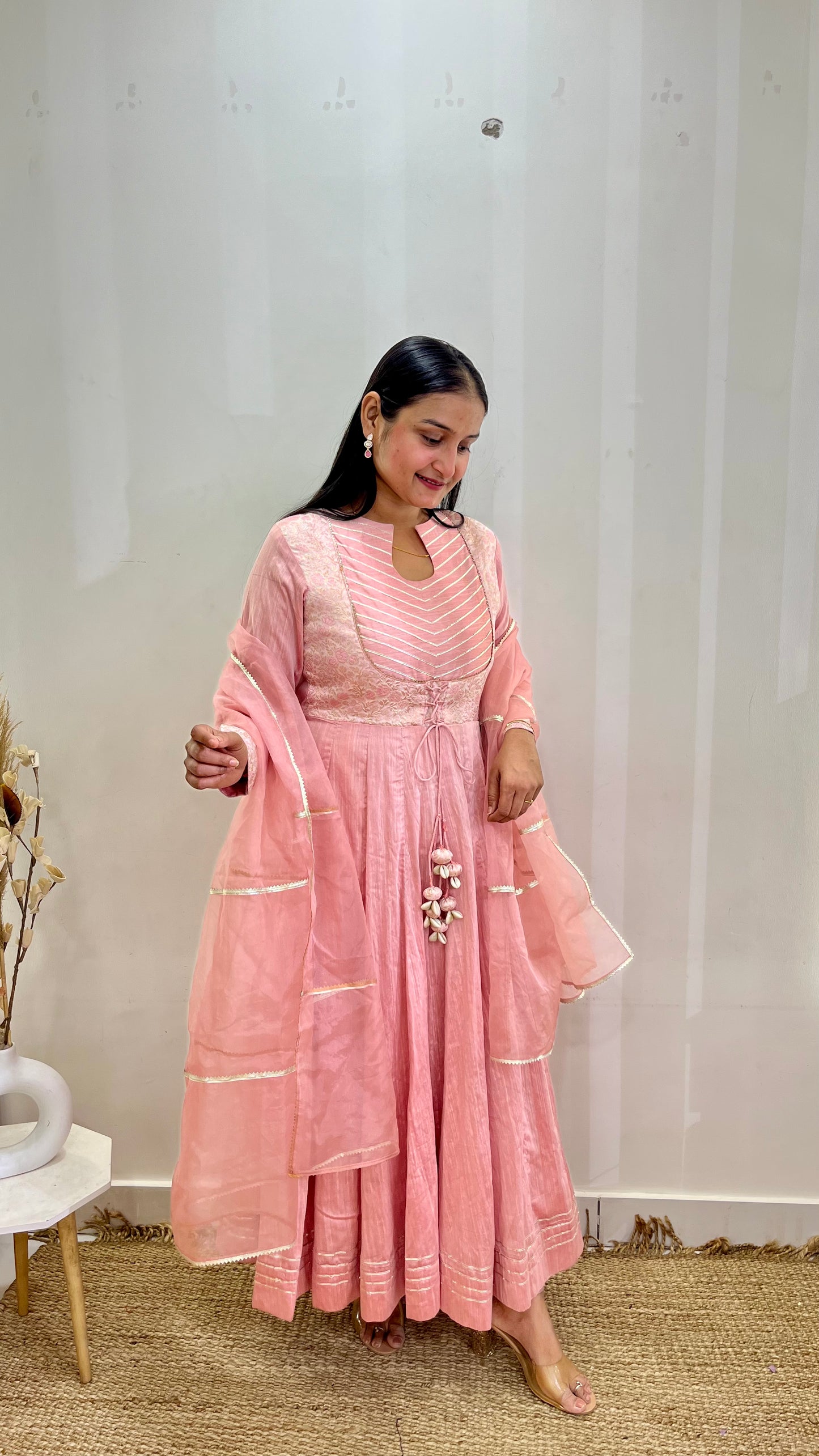 Pink Banarasi Anarkali