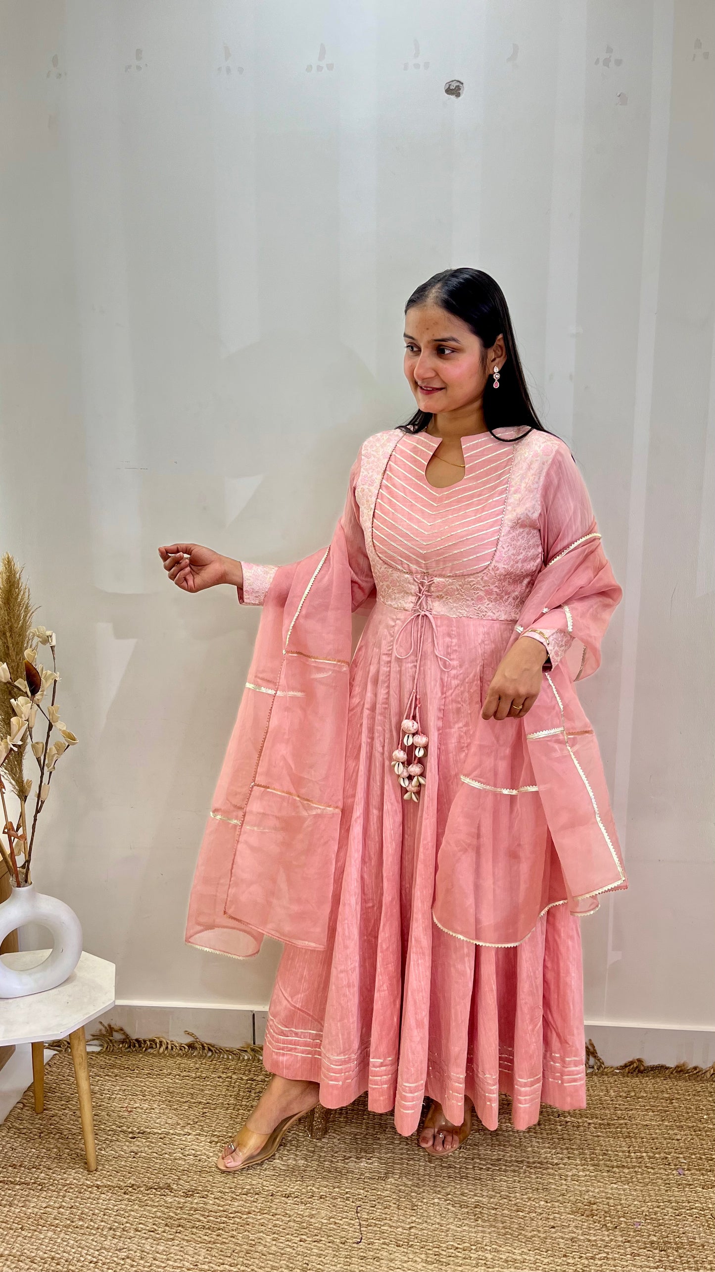Pink Banarasi Anarkali