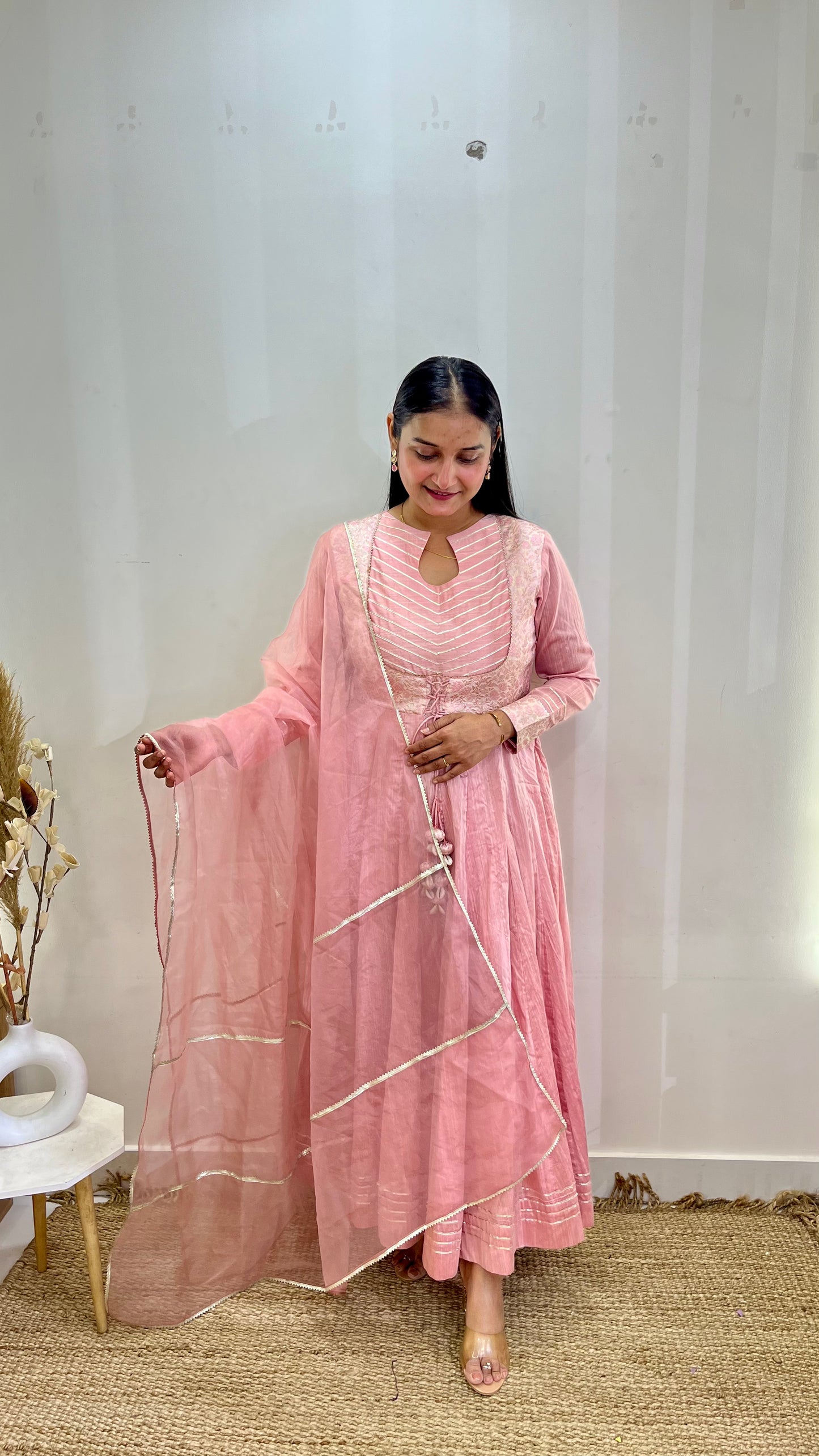 Pink Banarasi Anarkali