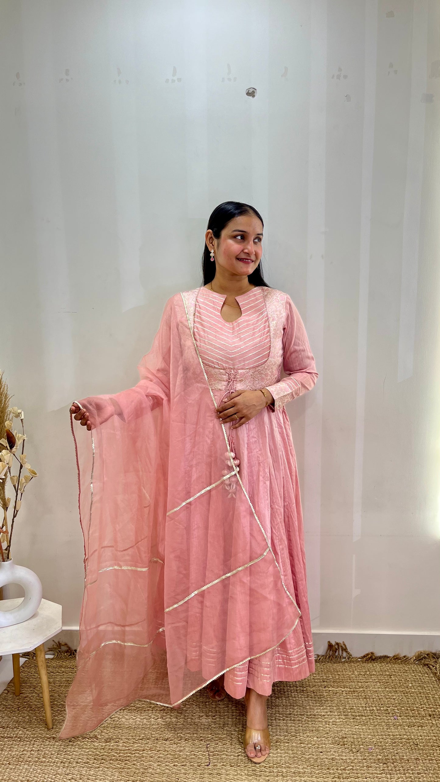 Pink Banarasi Anarkali