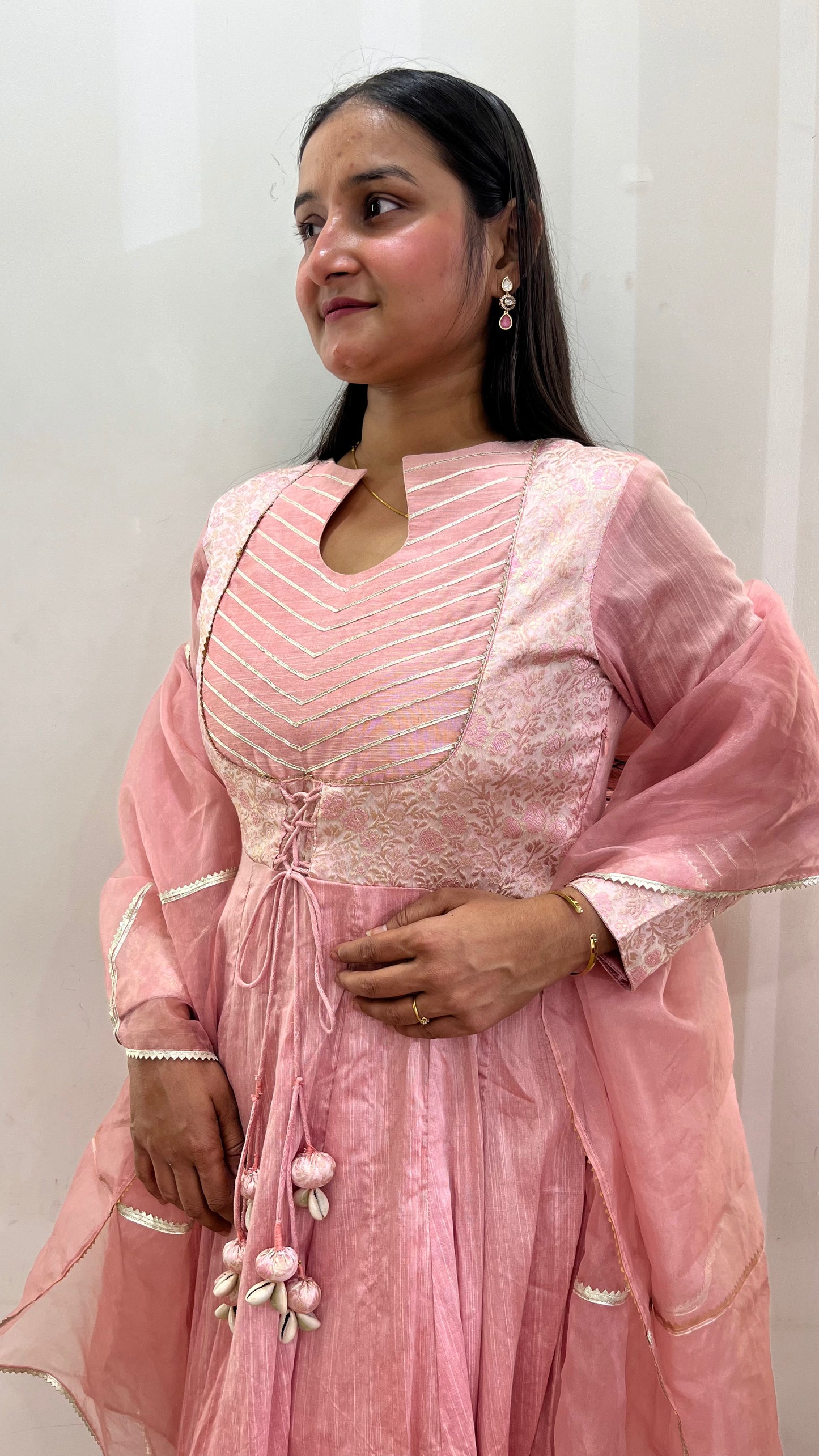 Pink Banarasi Anarkali