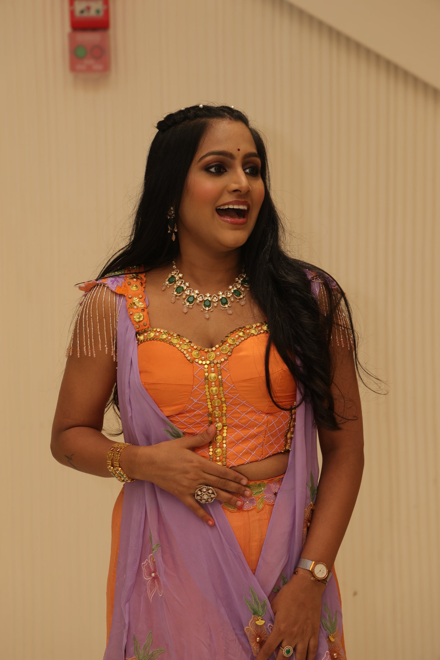 Palak's Orange & Lilac Indowestern