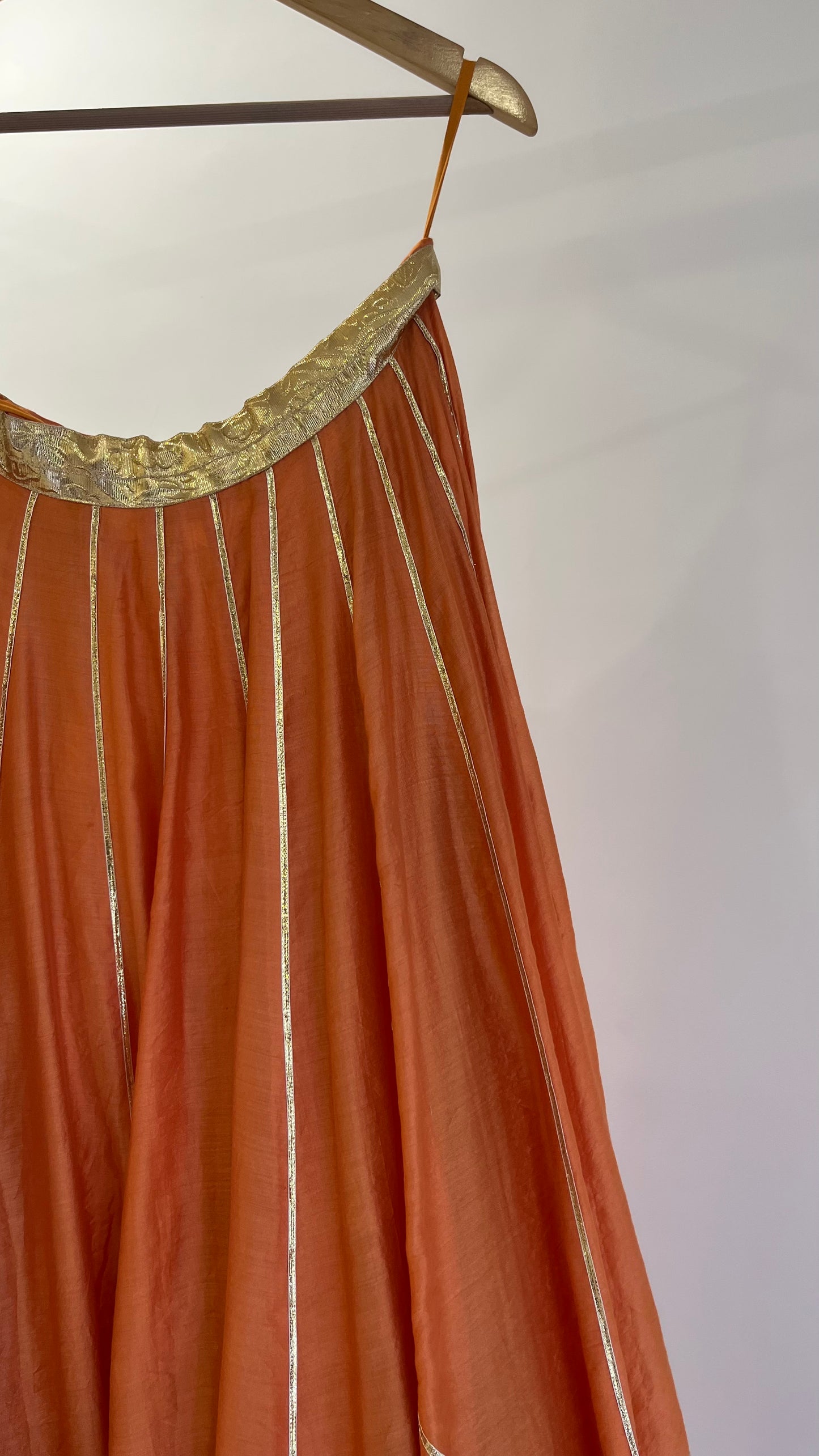 Orange Gota lehenga with Maroon Blouse