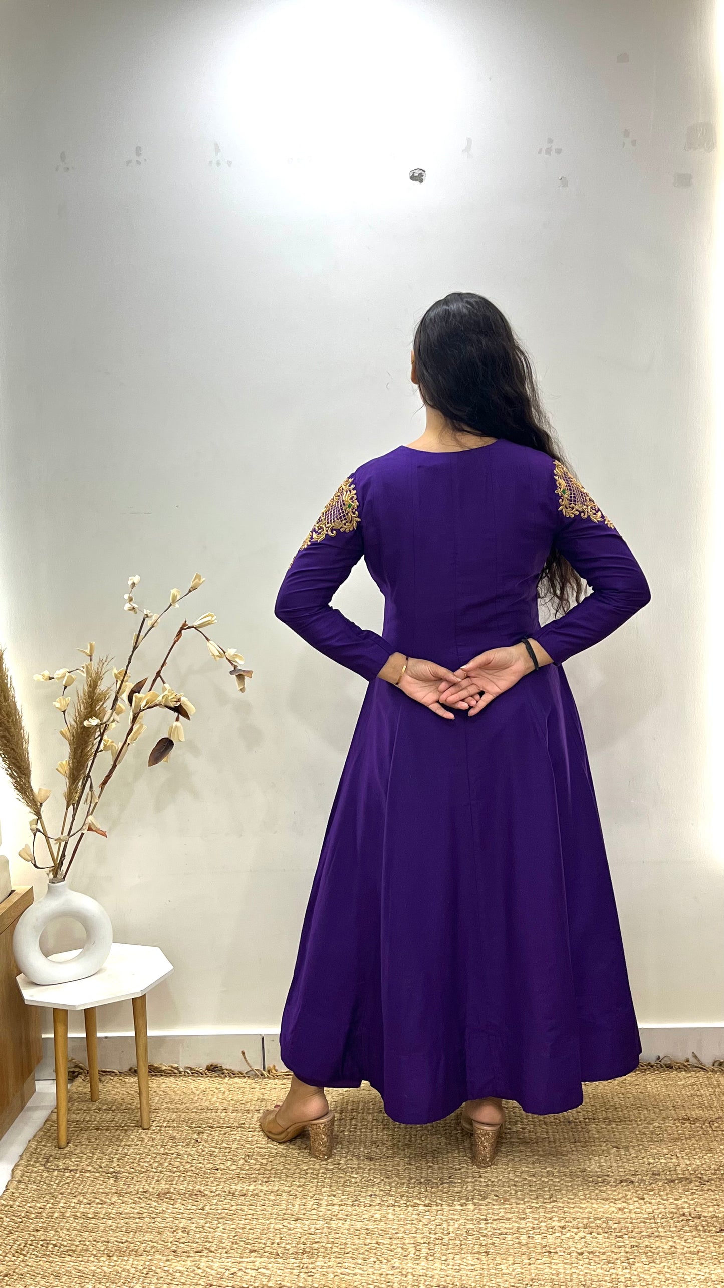 Purple & Green Handembroidered Anarkali