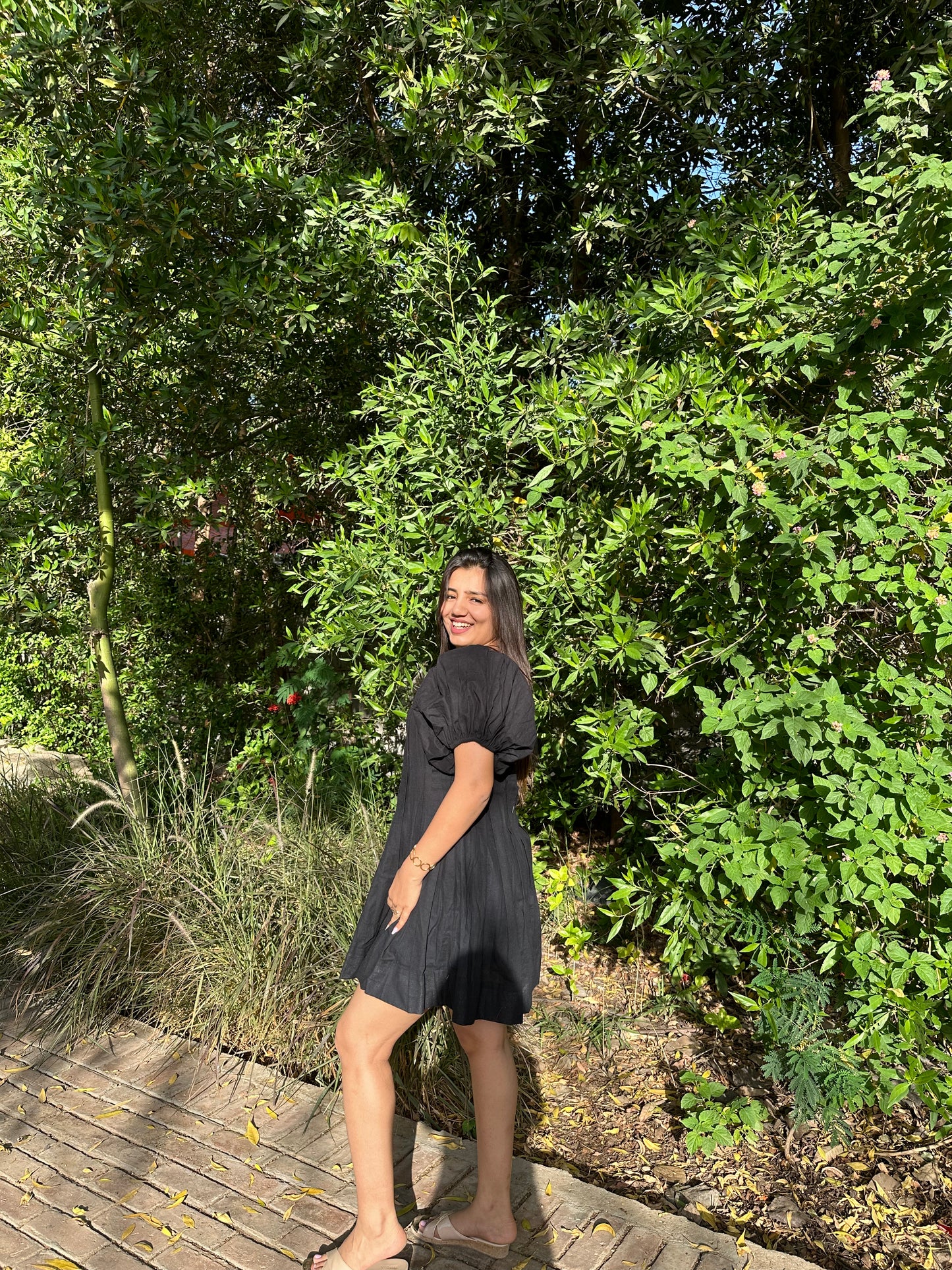 Black Pleated Short Dress