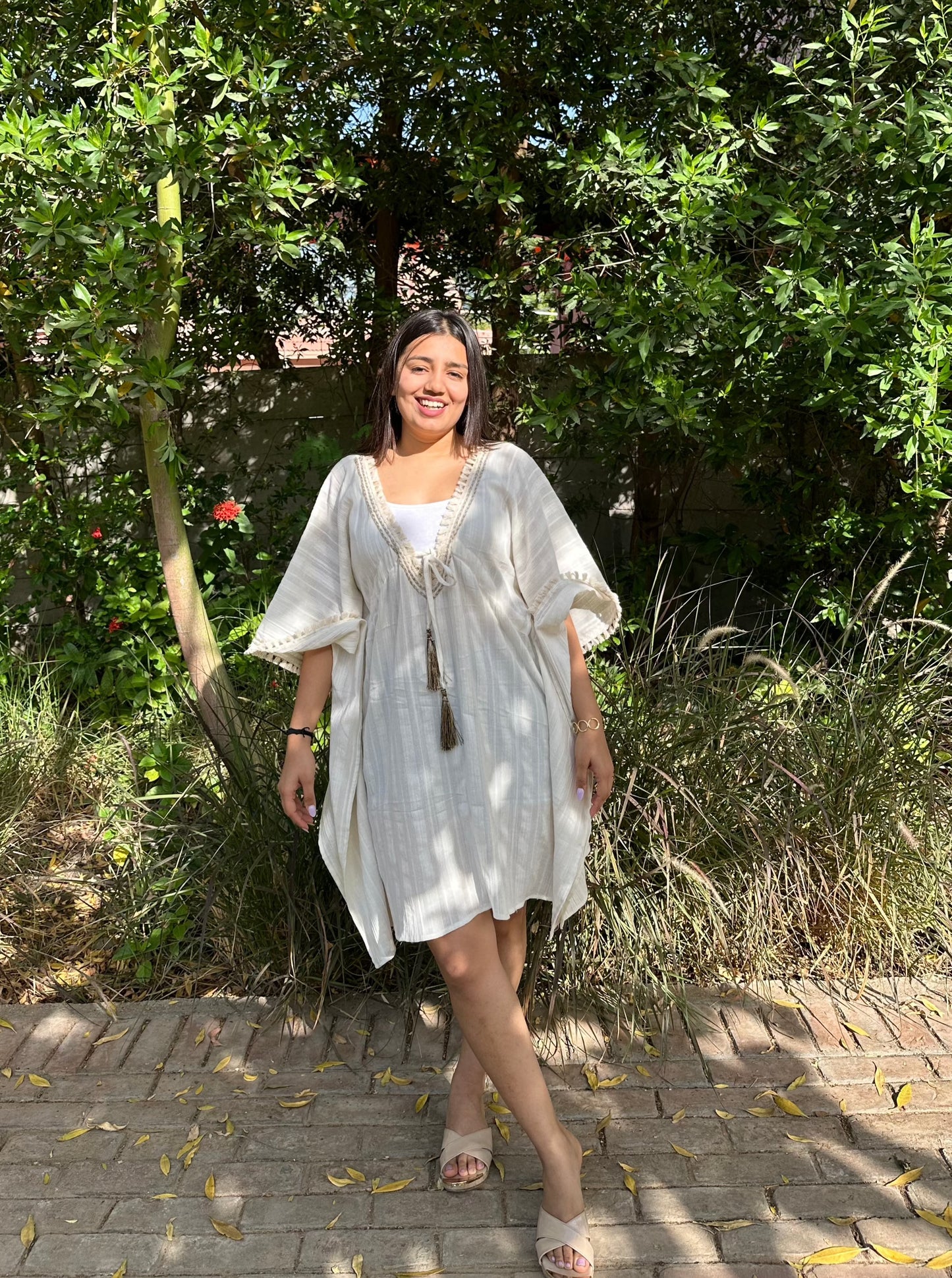 Off-White Kaftan Summer Dress