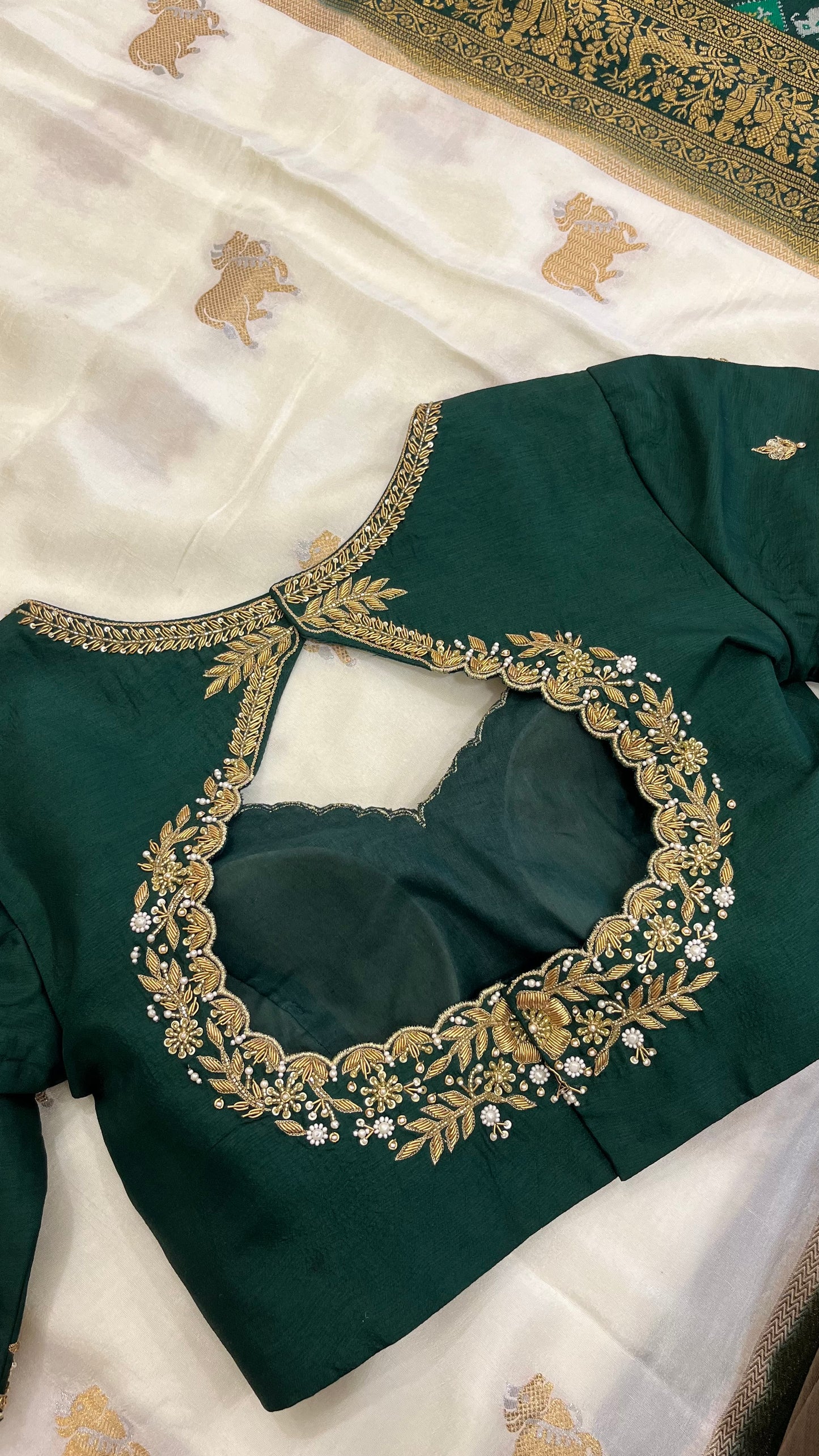 White Patola Saree Blouse