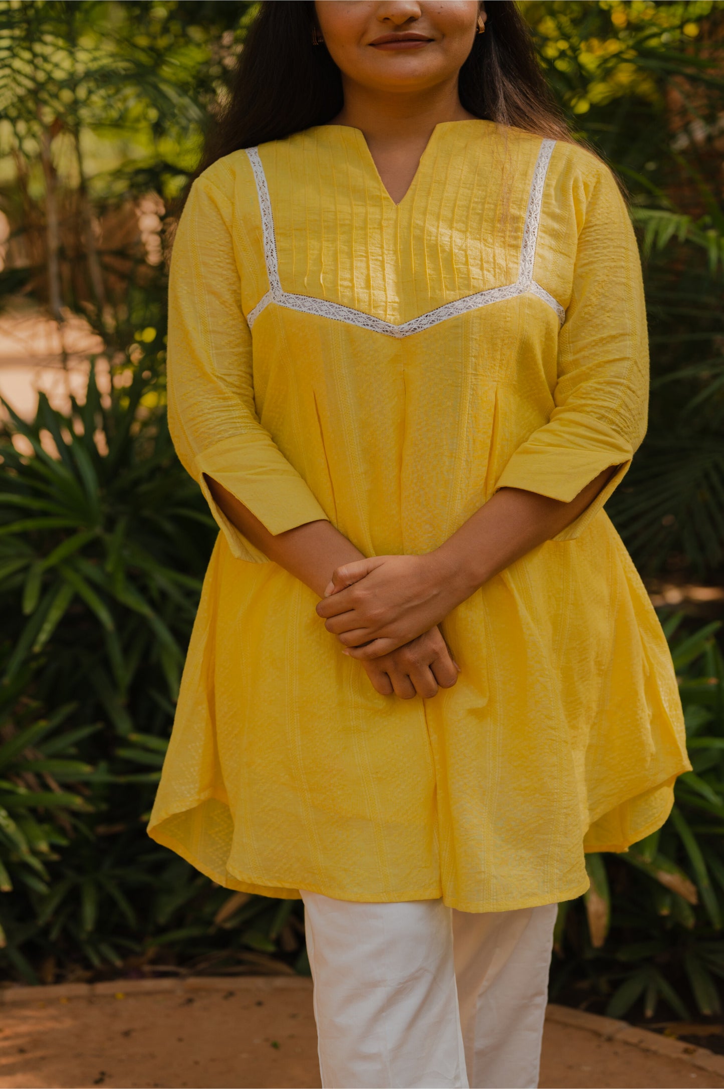 Yellow & White Kurta Set