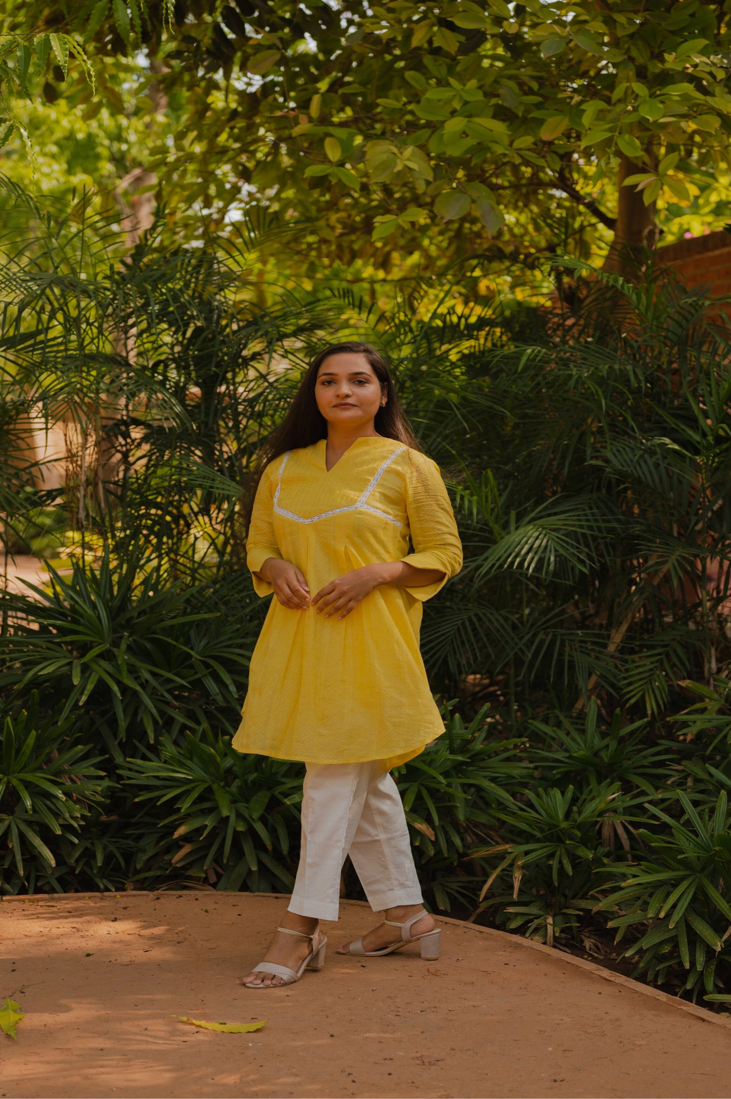 Yellow & White Kurta Set