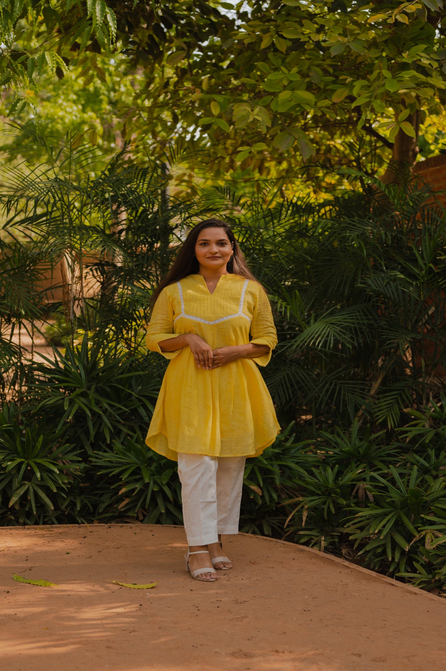 Yellow & White Kurta Set