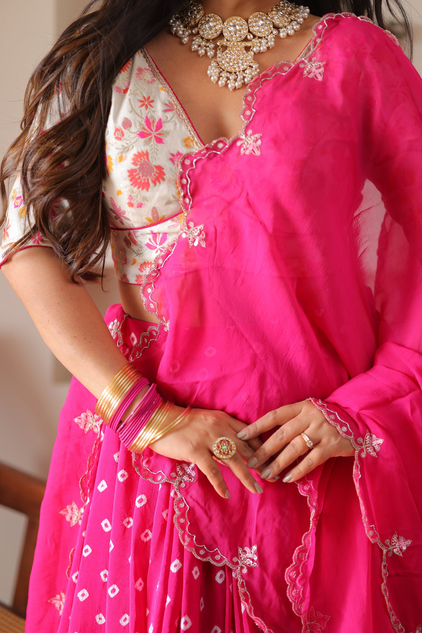 Raani Bandhej Banarasi Lehenga Set