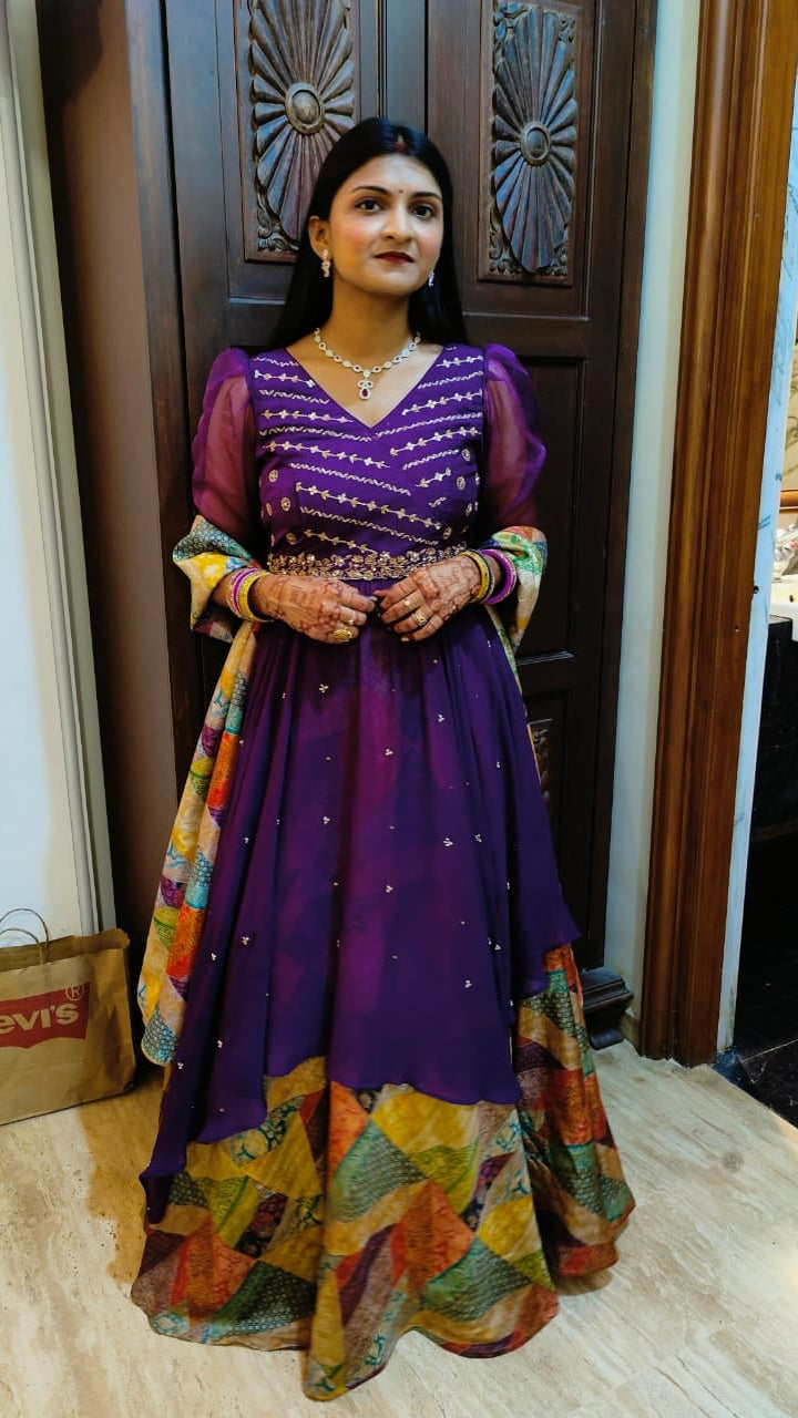Vishakha's Assymetrical Jacket with Lehenga & Duppata