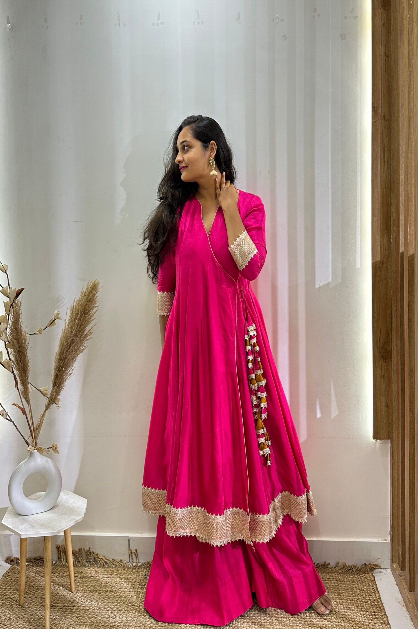 Hot Pink Angrakha Anarkali