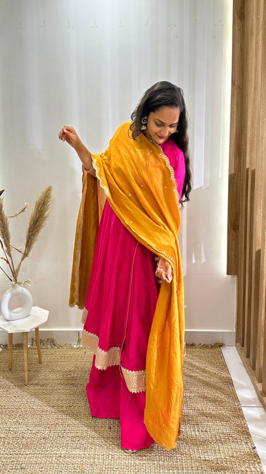 Hot Pink Angrakha Anarkali