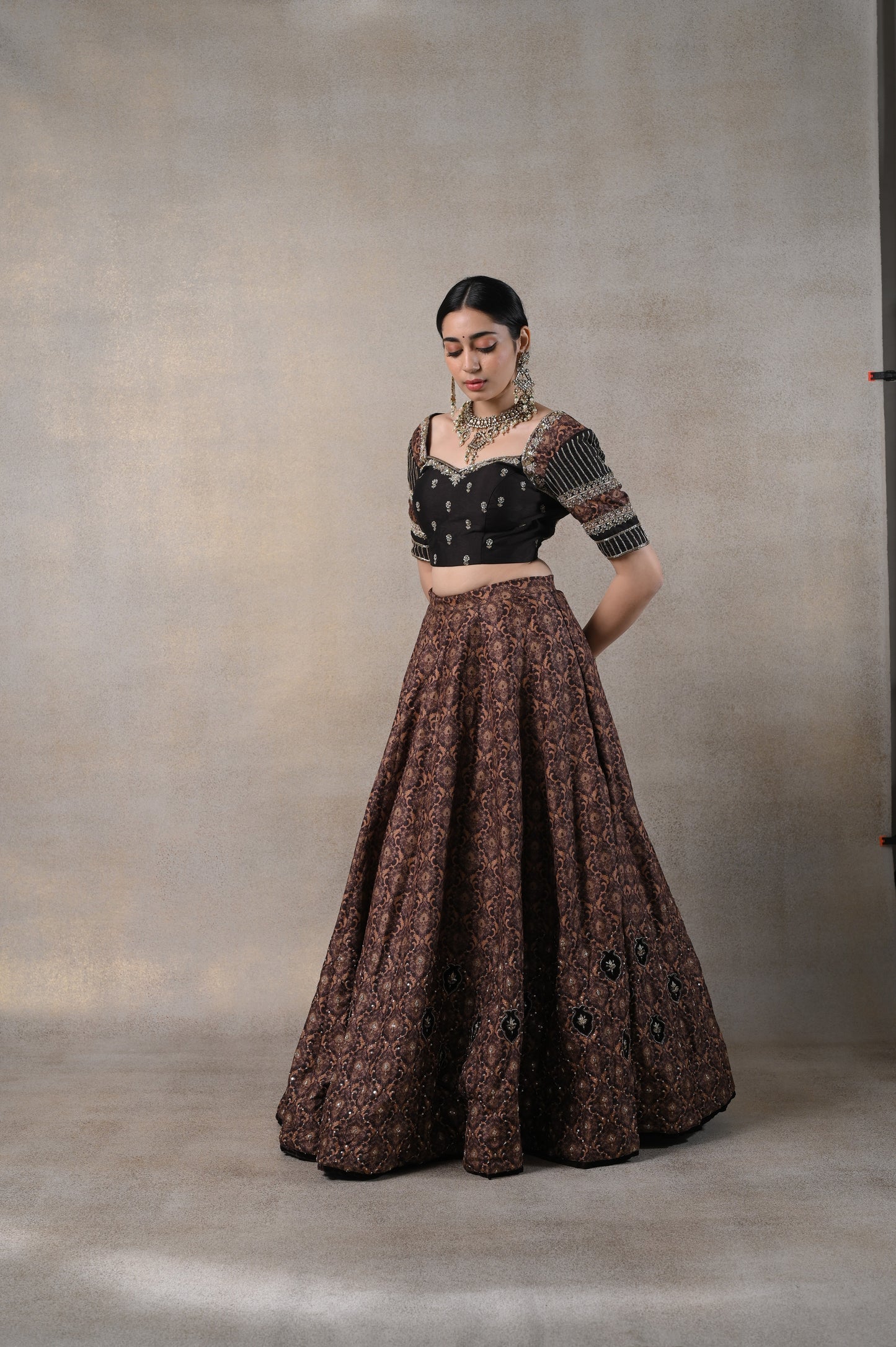 Padmini Poshak Deep Brown lehenga Set