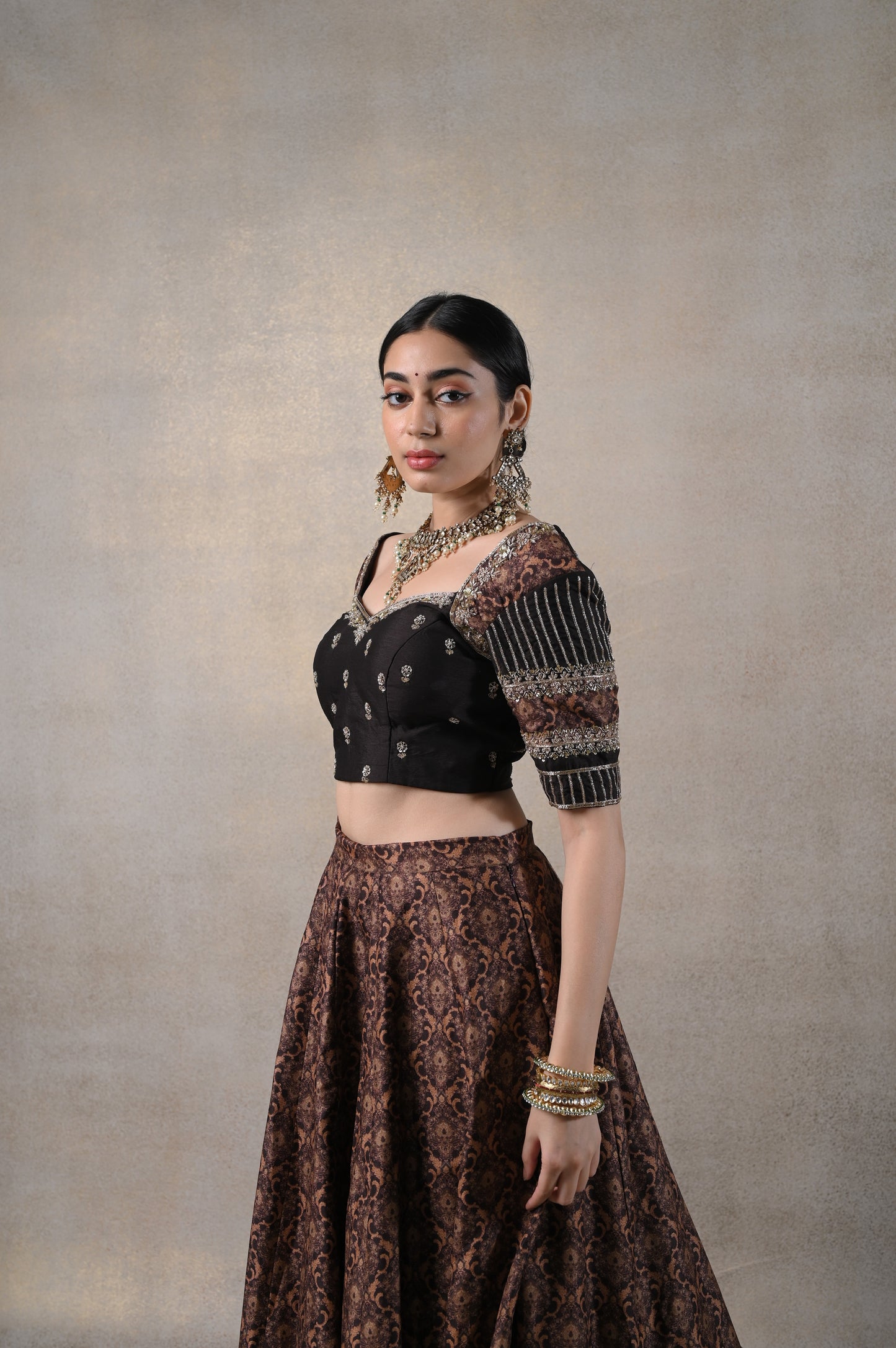 Padmini Poshak Deep Brown lehenga Set