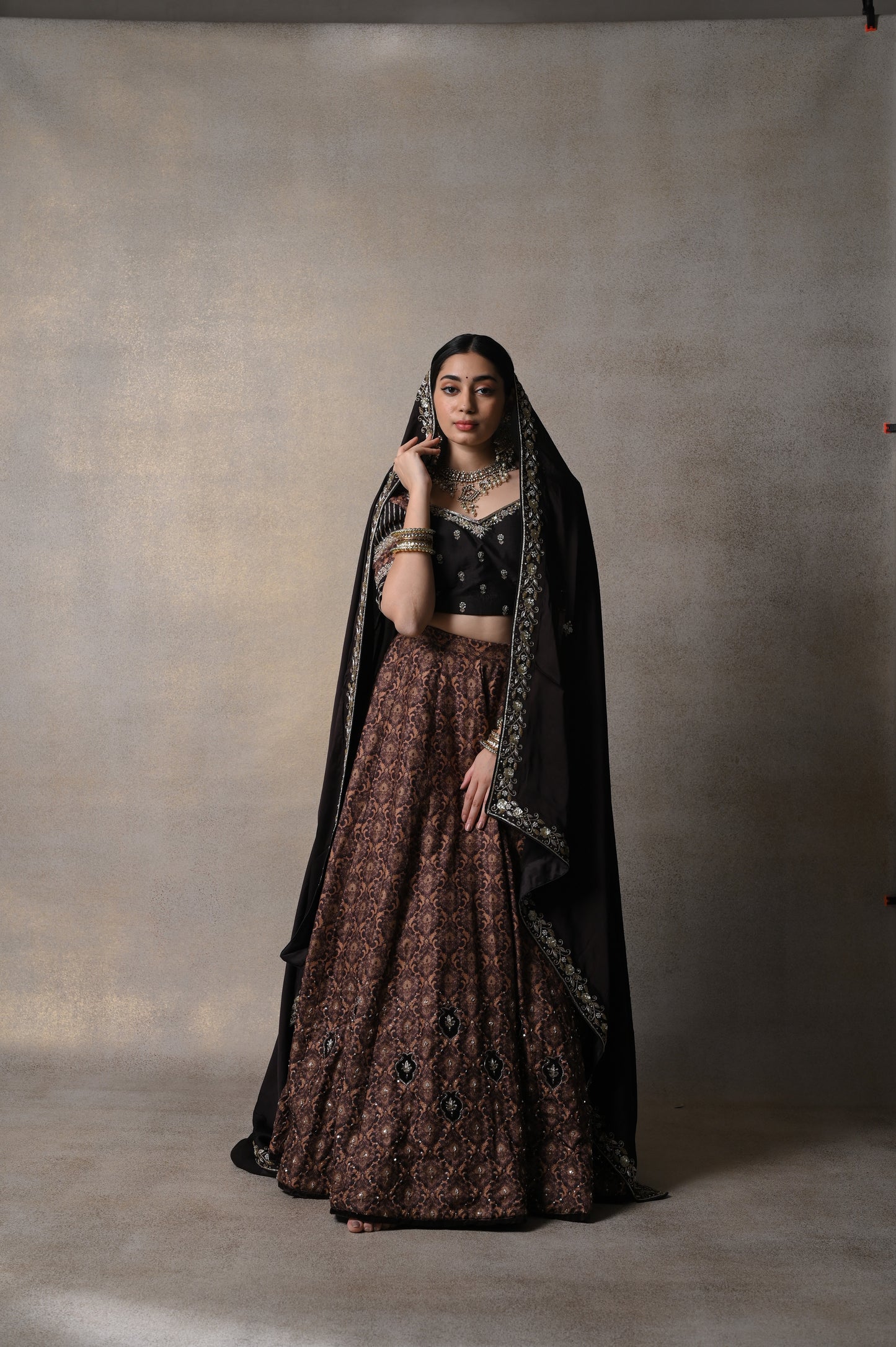 Padmini Poshak Deep Brown lehenga Set