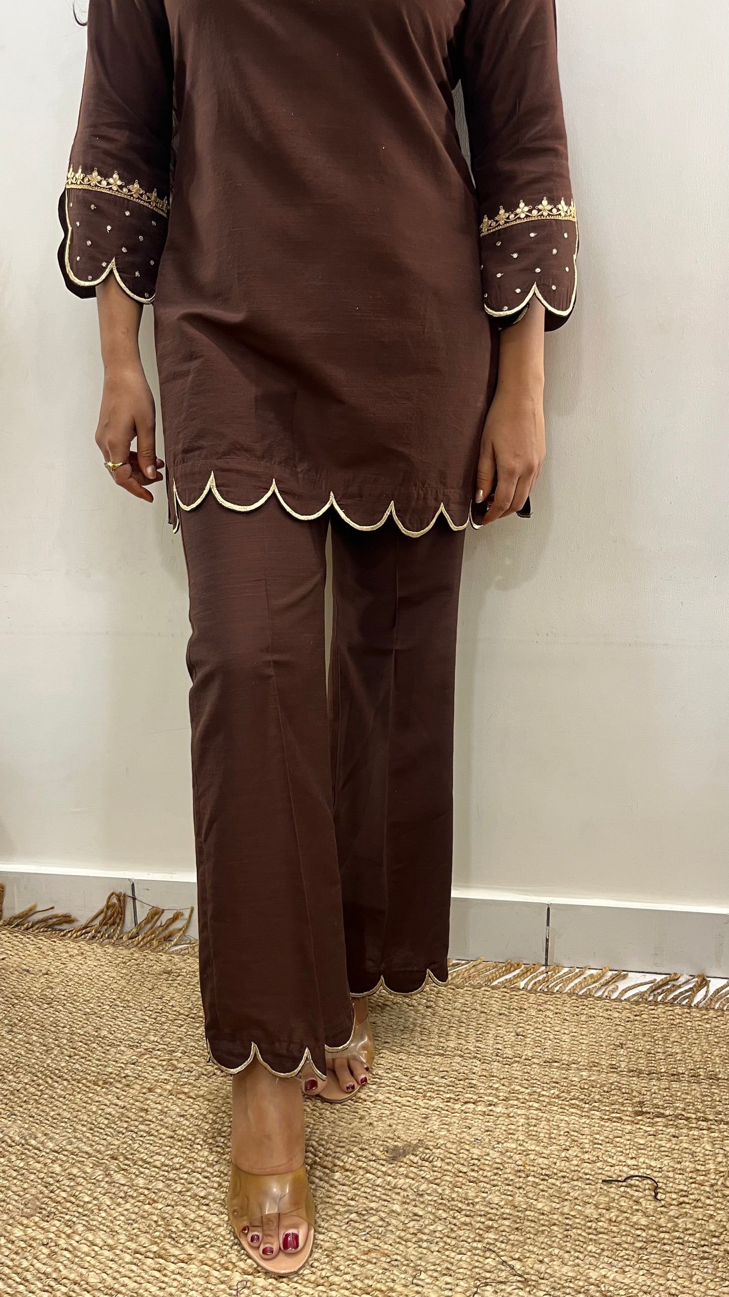 Brown Bell Bottom Suit Set