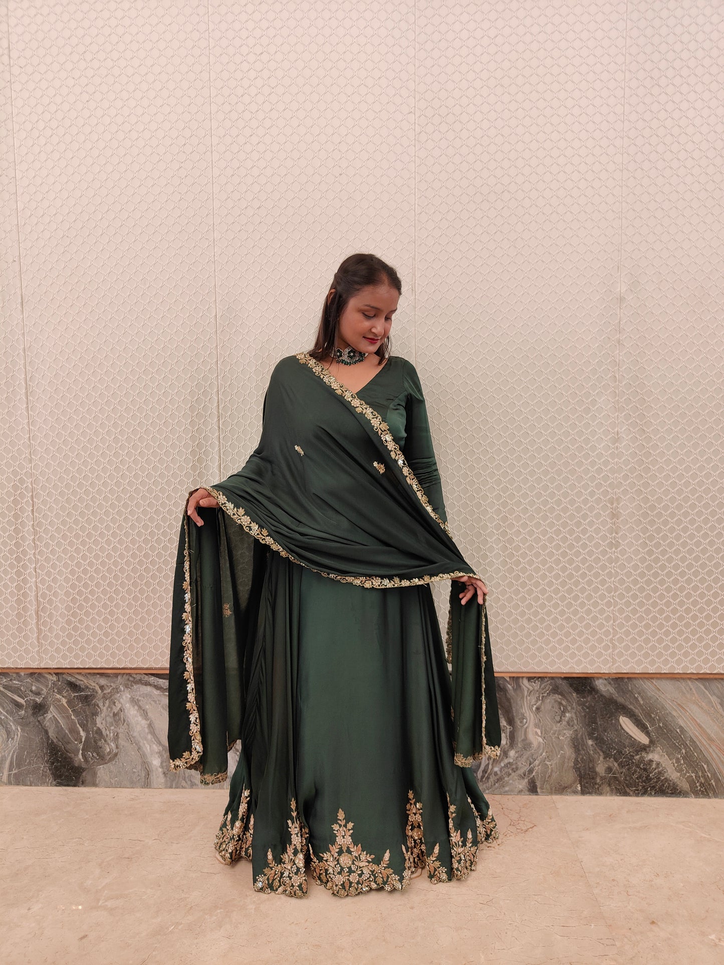 Dhruvi's Green Lehenga
