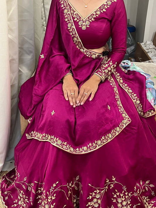 Preksha's Wine Lehenga