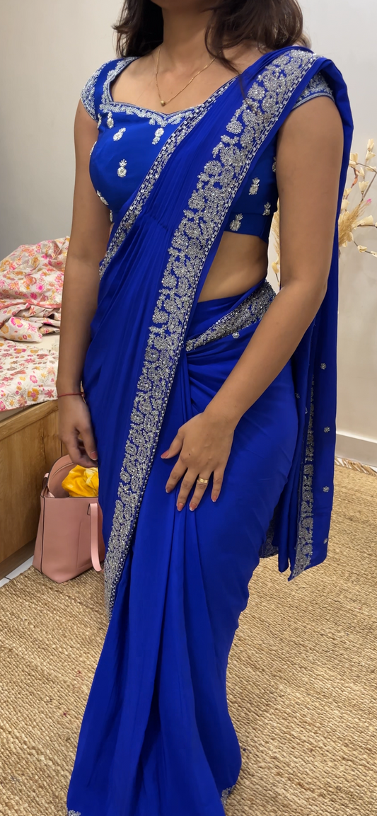 Riddhi's Blue Drape Saree