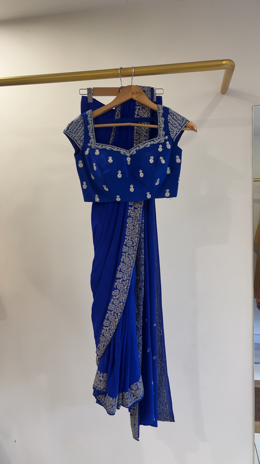 Riddhi's Blue Drape Saree