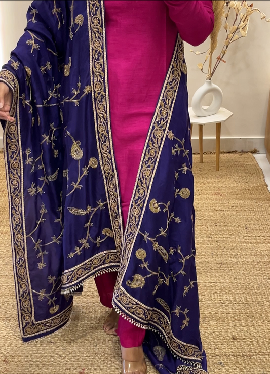 Nayna's Pure Silk Khatwork duppata