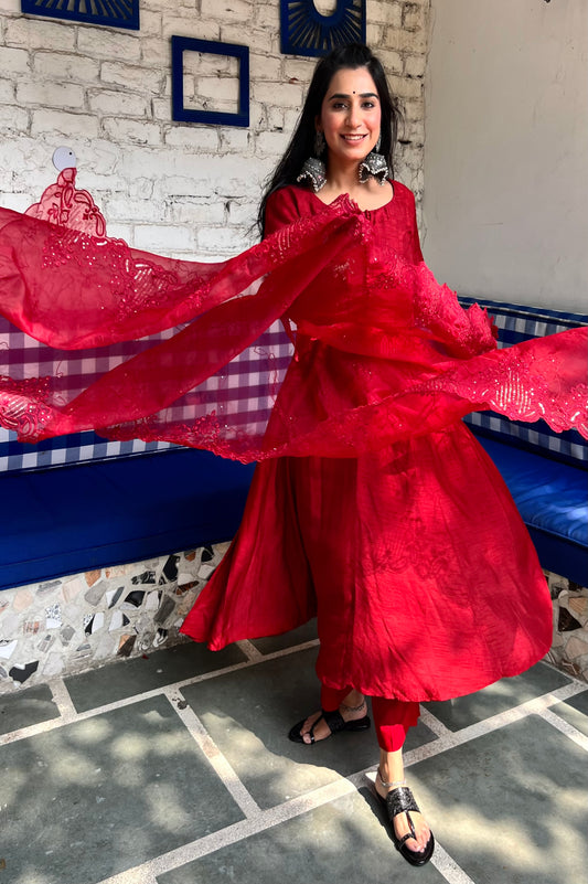 Deep Red Anarkali