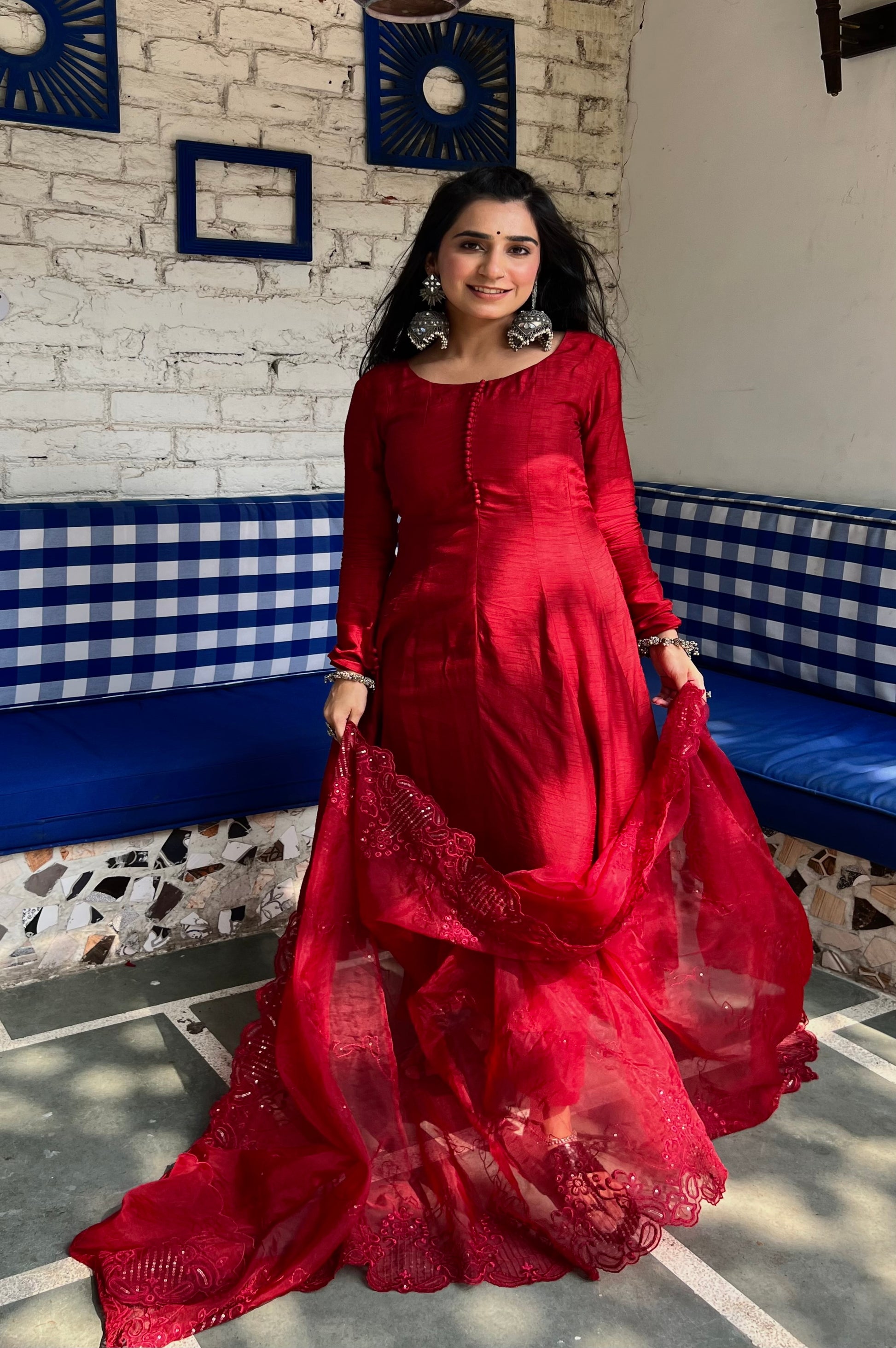 red anarkali dress Deep Red Anarkali – Label Ratan