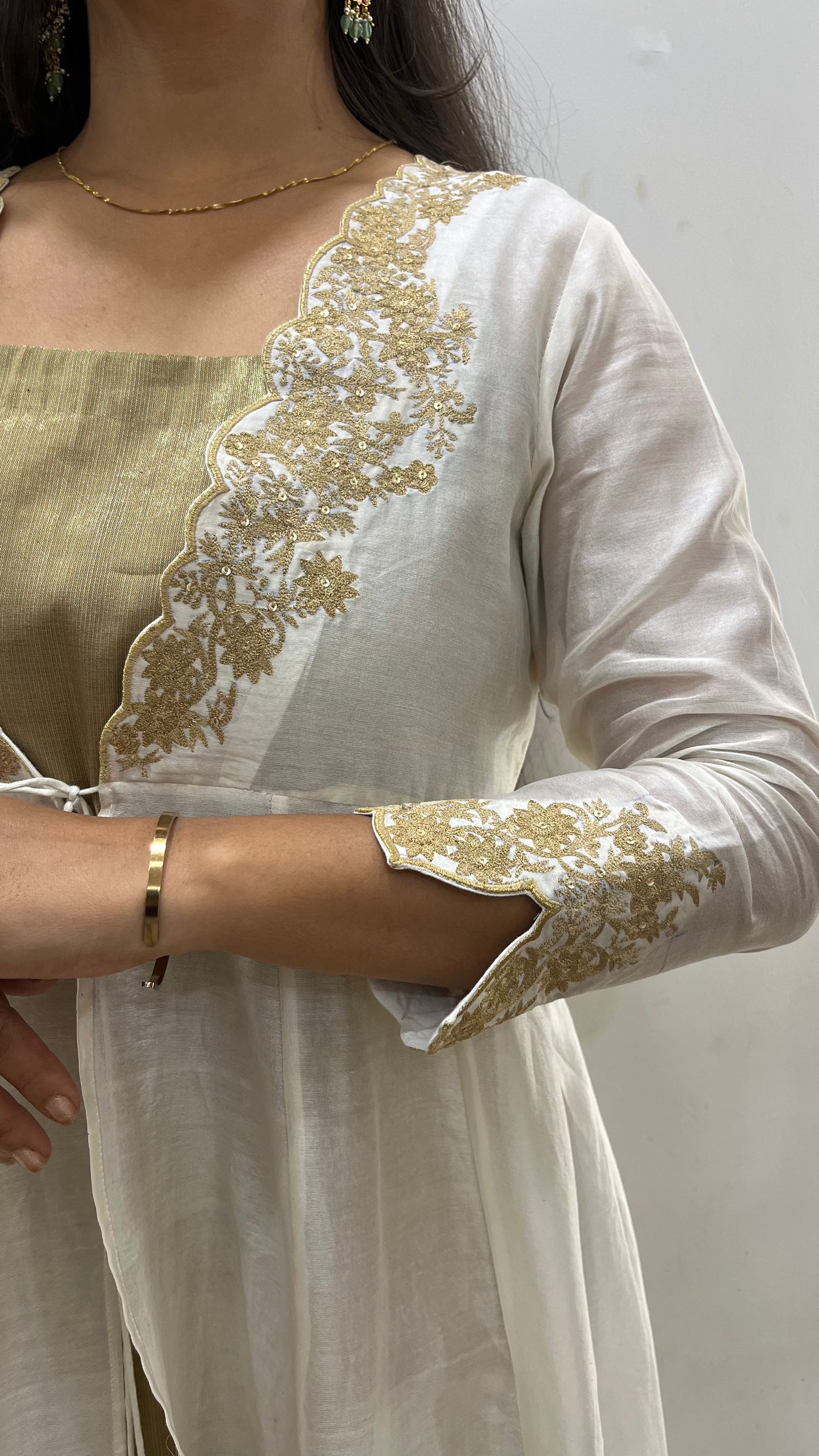 Ivory & Gold Anarkali Suit Set