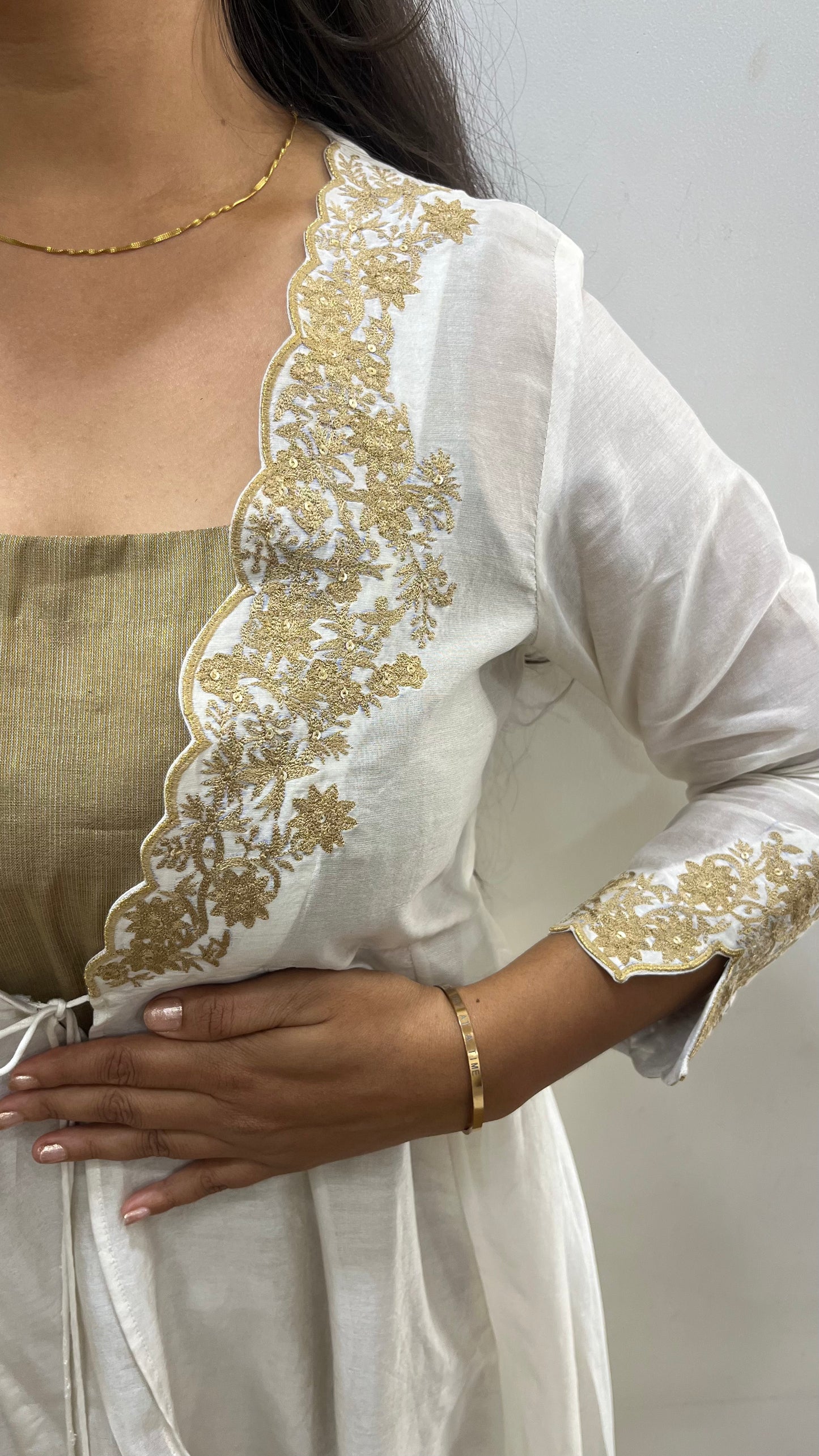 Ivory & Gold Anarkali Suit Set