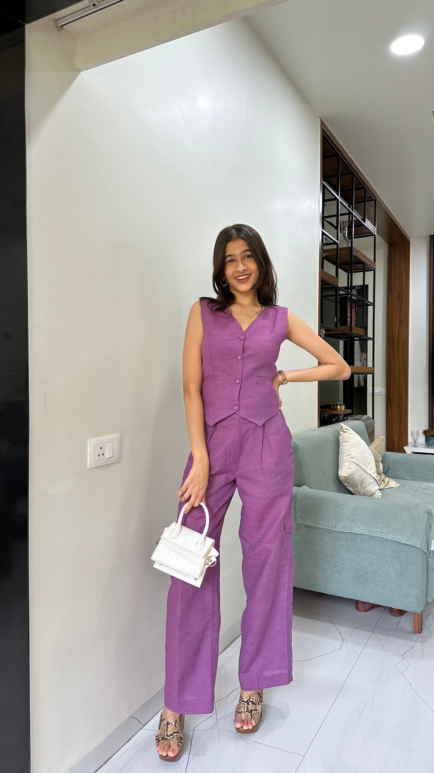 Plum Waist Coat & Cargo Co-ord Set