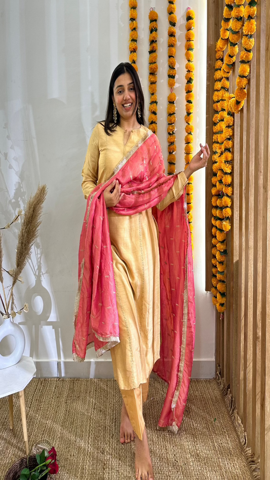 Beige & Blush Pink Suit Set